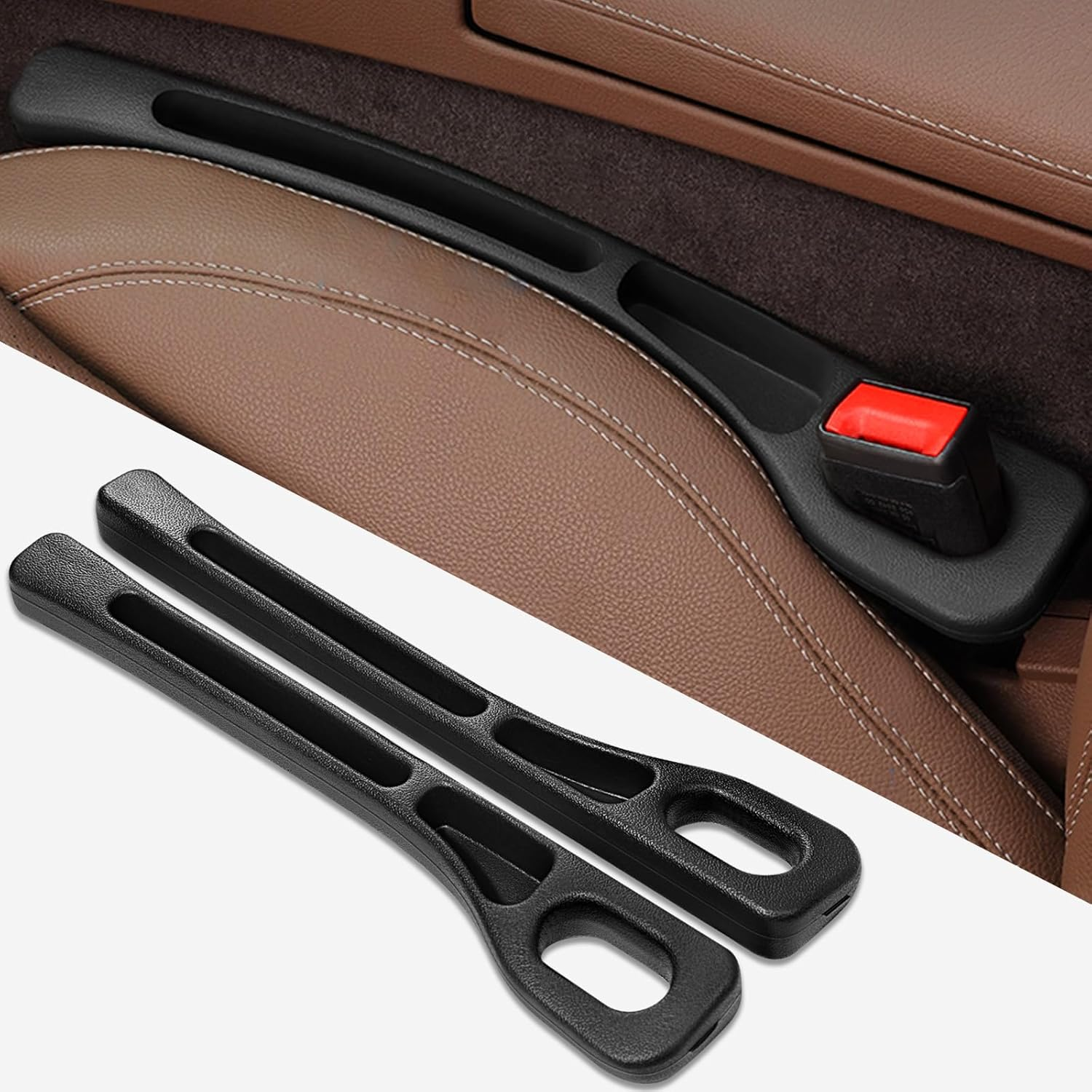 2PCS Car Seat Gap Filler Organizer, Upgraded Gap Filler for Car with Cellphone Storage Slot, Soft Foam Drop Stop Car Seat Gap Filler, in between Car Seat Catcher, Fits Most Vehicles image number 2