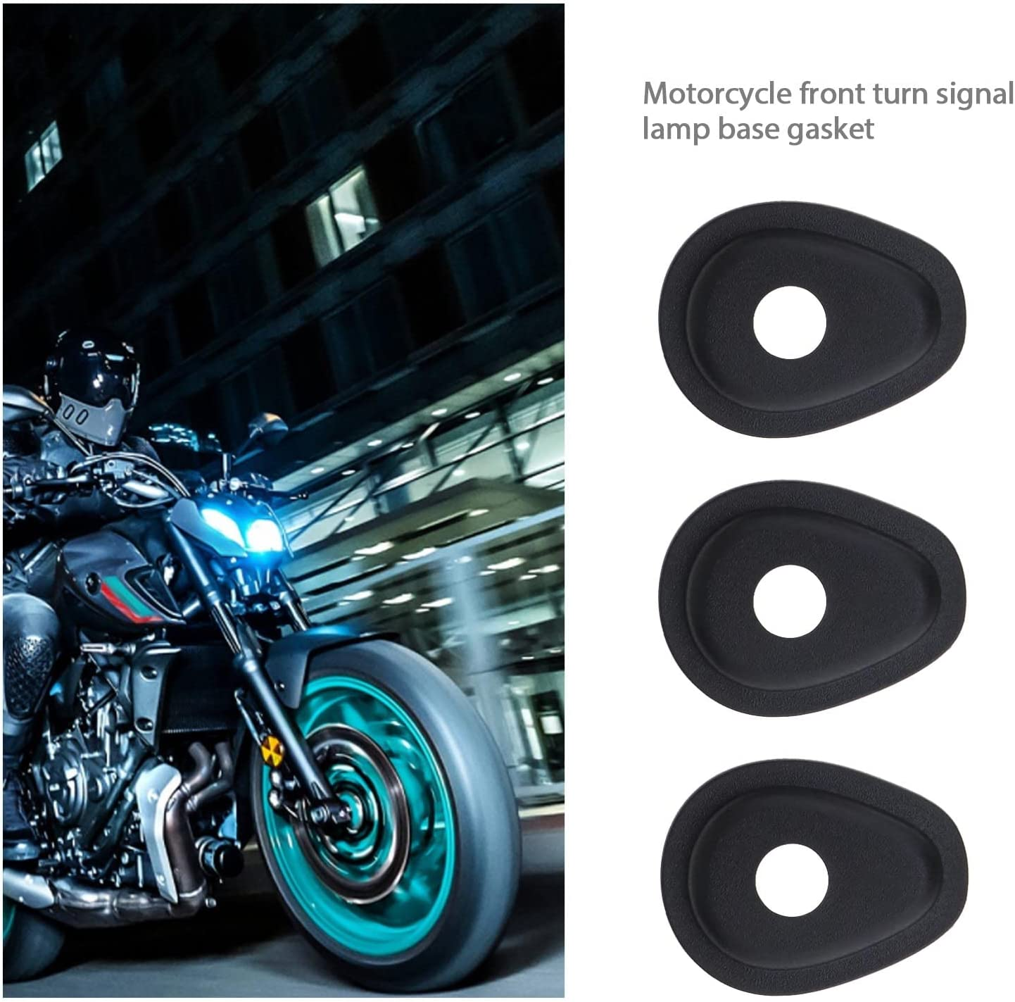 SING F LTD 2 Set Motorcycle Indicator Adaptor Plates for Yamaha MT07 MT09 - Front Rear Turn Signal Lights Adapter Plate - Black Plastic image number 3
