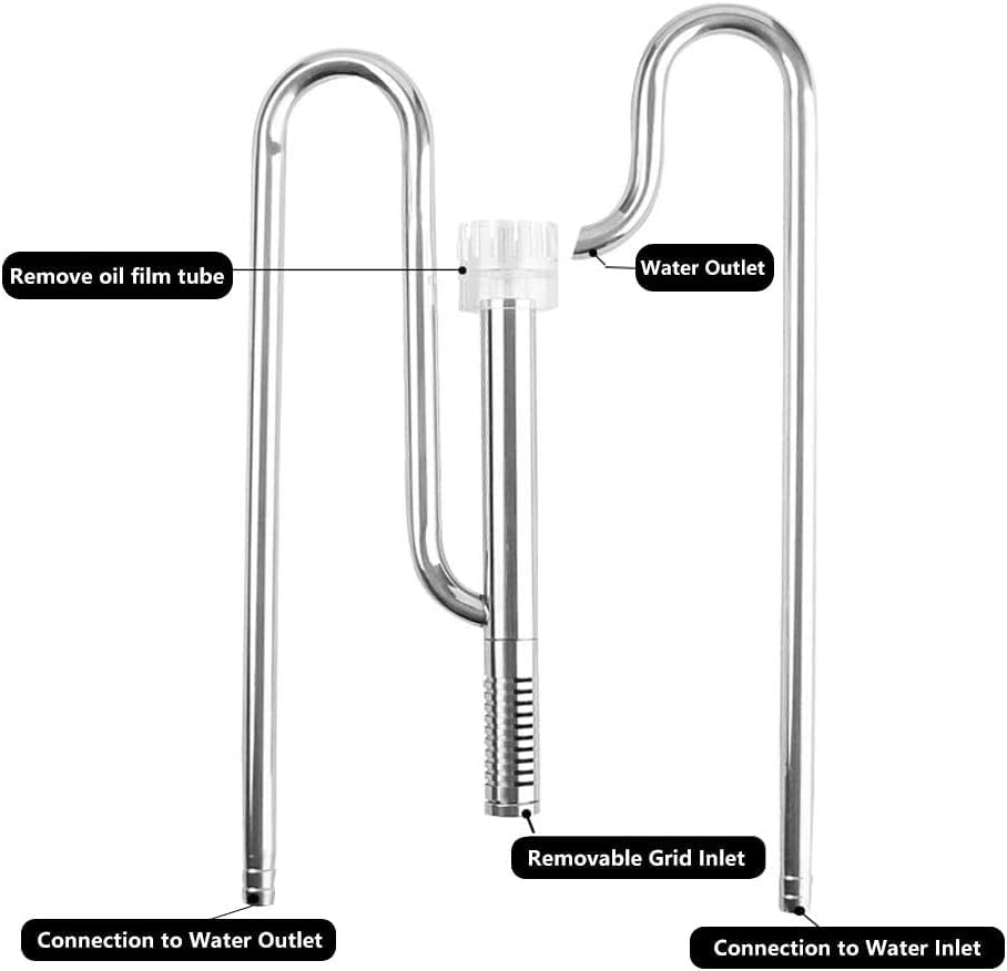Inflow & Outflow Set 17Mm for 16/22Mm Hose, Stainless Steel Lily Pipe with 2 X Acrylic Fixtures, Water Aerators, DIY for Fish Tank Aquarium Aquatic Plants image number 4