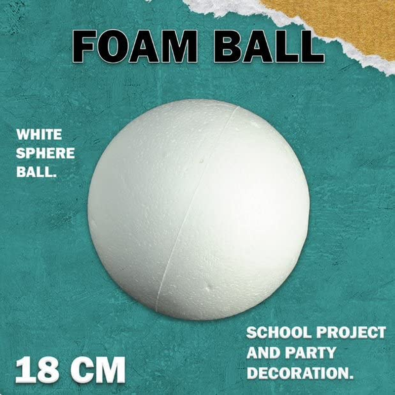 Foam Balls, Lightweight, Convenient to Use, Perfect for Crafting Projects or Various Decoration in Different Situations, Such as Party, Easter, Arts, Household and School Projects - White (18Cm) image number 1