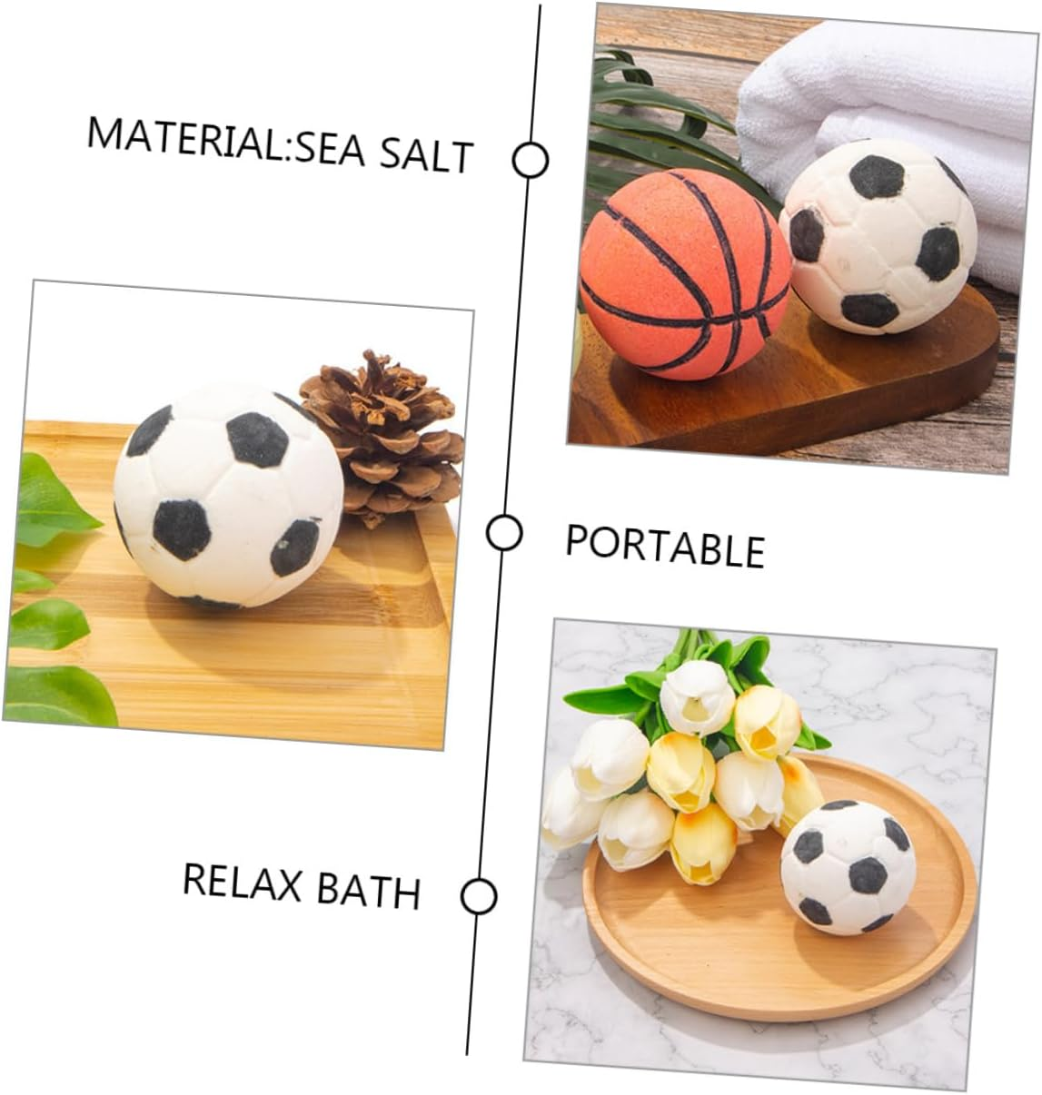 2Pcs Ball Bath Soak Football Shape Bath Salt Bomb Skin-Friendly Household Bathing Bombs