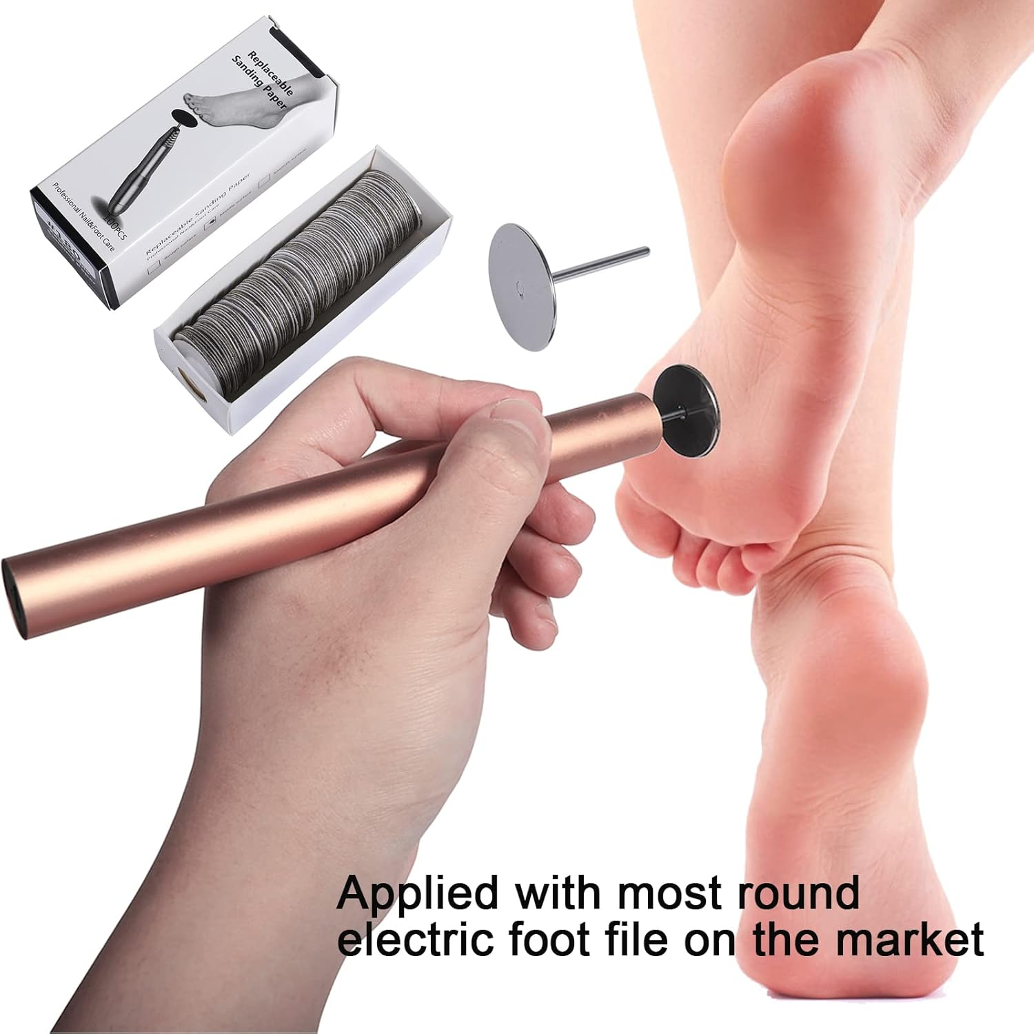 100Pcs Replacement Sandpaper Disk with Metal Nail Drill Bit,25Mm Self-Adhesive Pedicure Sanding Paper Disc Pads for Manicure Pedicure,#240 Grit image number 4