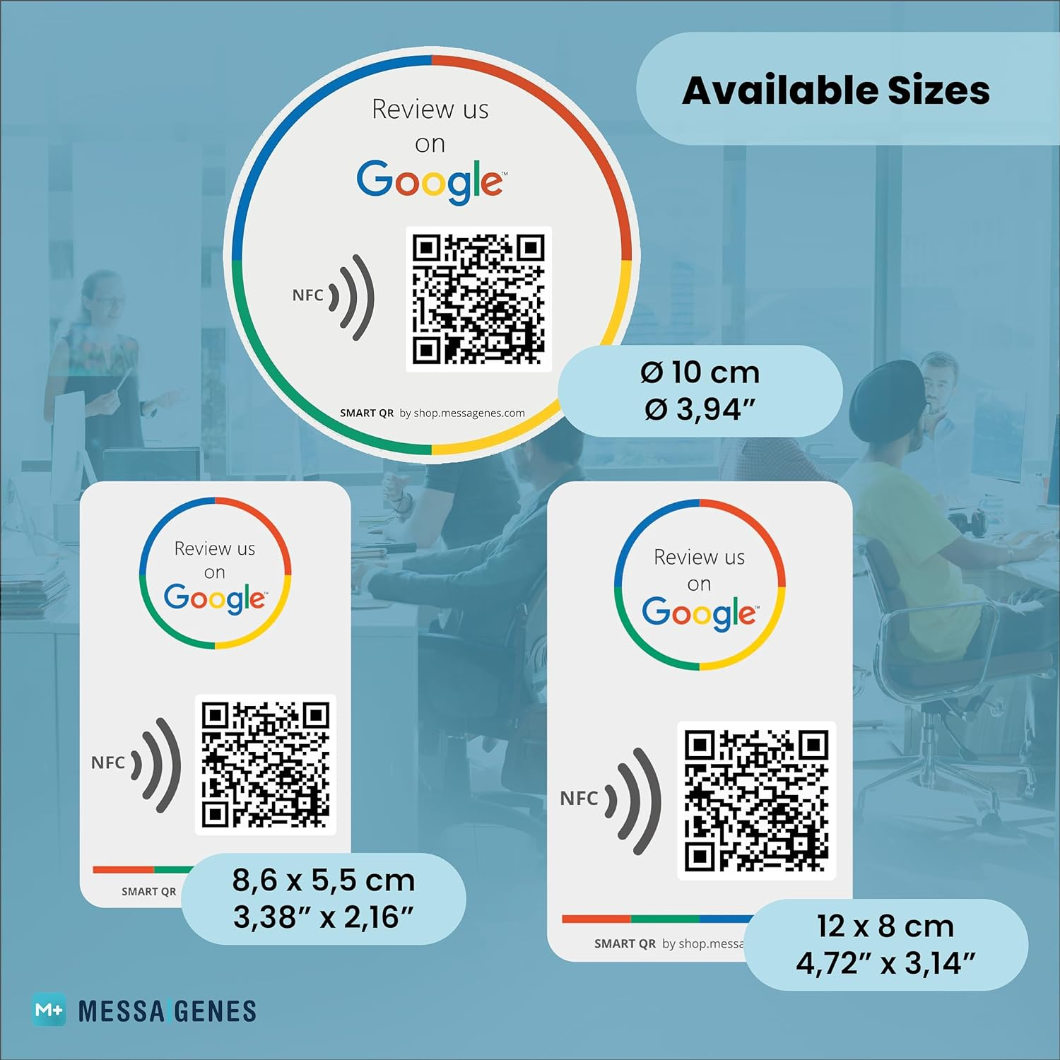 MESSAGENES | Review Us on Google QR Code Stickers | Reusable Smart QR Code and NFC | 1 Rectangular Unit | Easy Reviews | Modify Link Whenever You Want | Google Decal for Business | Premium Materials image number 6