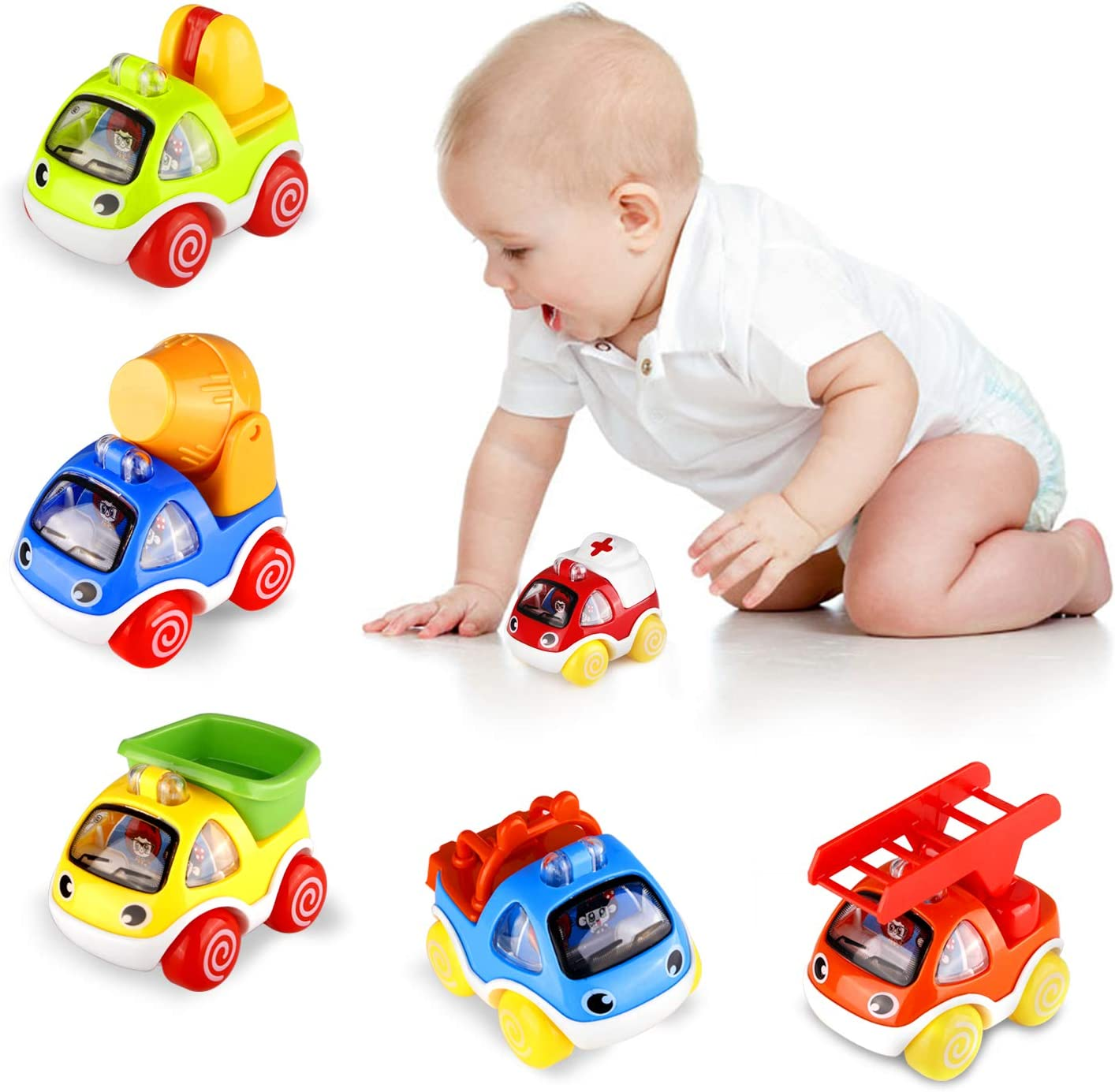 Bluefire Pull Back Cars, Cars Toys for Baby and Toddlers, Push and Go Vehicles Toys, Mini Vehicle Toys for Kids/Boys/Girls(6 Pcs) image number 2