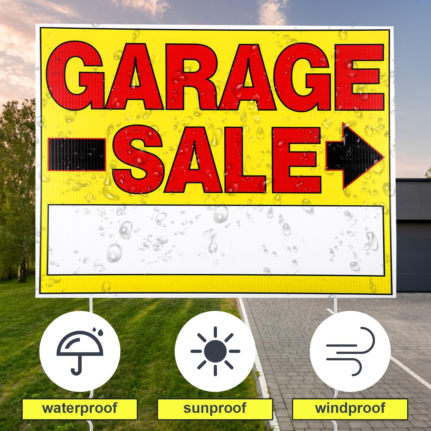 6Pcs Garage Sale Signs with Stakes, 16X12In Double Sided Yard Sale Signs Garage Sale Arrow Tag Signs for Sales Event image number 5