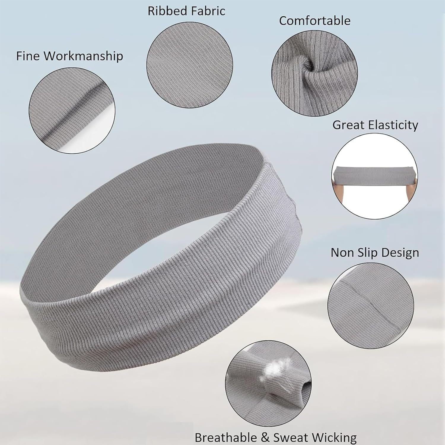 8Pack Wide Headbands for Women, Non- Slip Thick Boho Headbands for Yoga, Workout, Running, Sports, Gym, Tennis, Daily Use Hair Fashion Accessories, Soft Stretchy Cotton Hair Bands (Color01, 8 PCS) image number 6