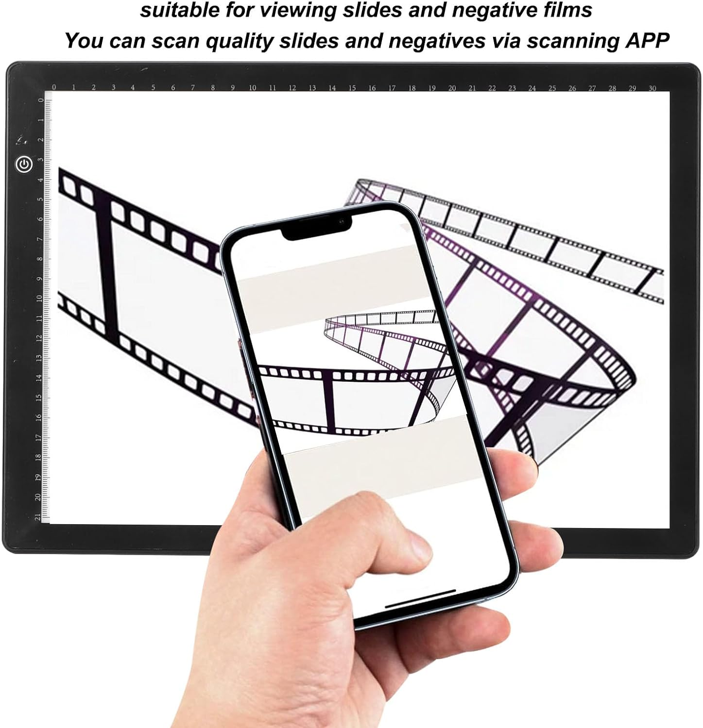 Slide Viewer Light Pad, Ultra Slim Scanner, USB C Negatives Old Slides Scanning Box with 3 Brightness Levels and Graduated, for Sketching, Stenciling