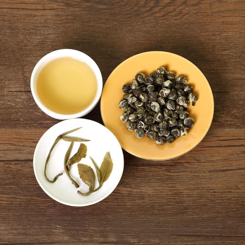 GOARTEA - Jasmine Dragon Pearls - 250G / 8.8Oz Nonpareil Supreme Grade - Jasmine Pearl Green Tea - Chinese Green Tea Loose Leaf image number 4