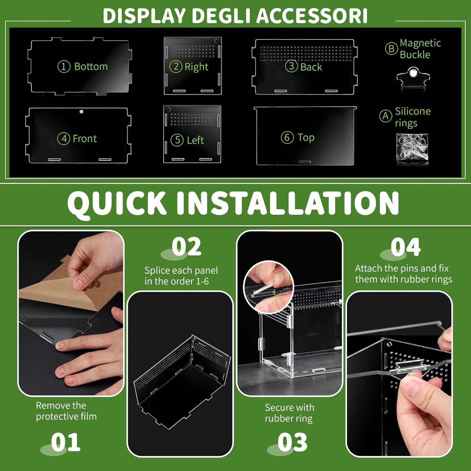 2 Sets Acrylic Clear Reptile Tank Accessories, Mini Spider Enclosure 7.9&rsquo;&rsquo;X4.8&rsquo;&rsquo;X4.8&rsquo;&rsquo;, Jumping Spider Enclosure - Acrylic Terrarium for Tarantulas, Reptiles (20 X 12 X 12Cm) image number 1