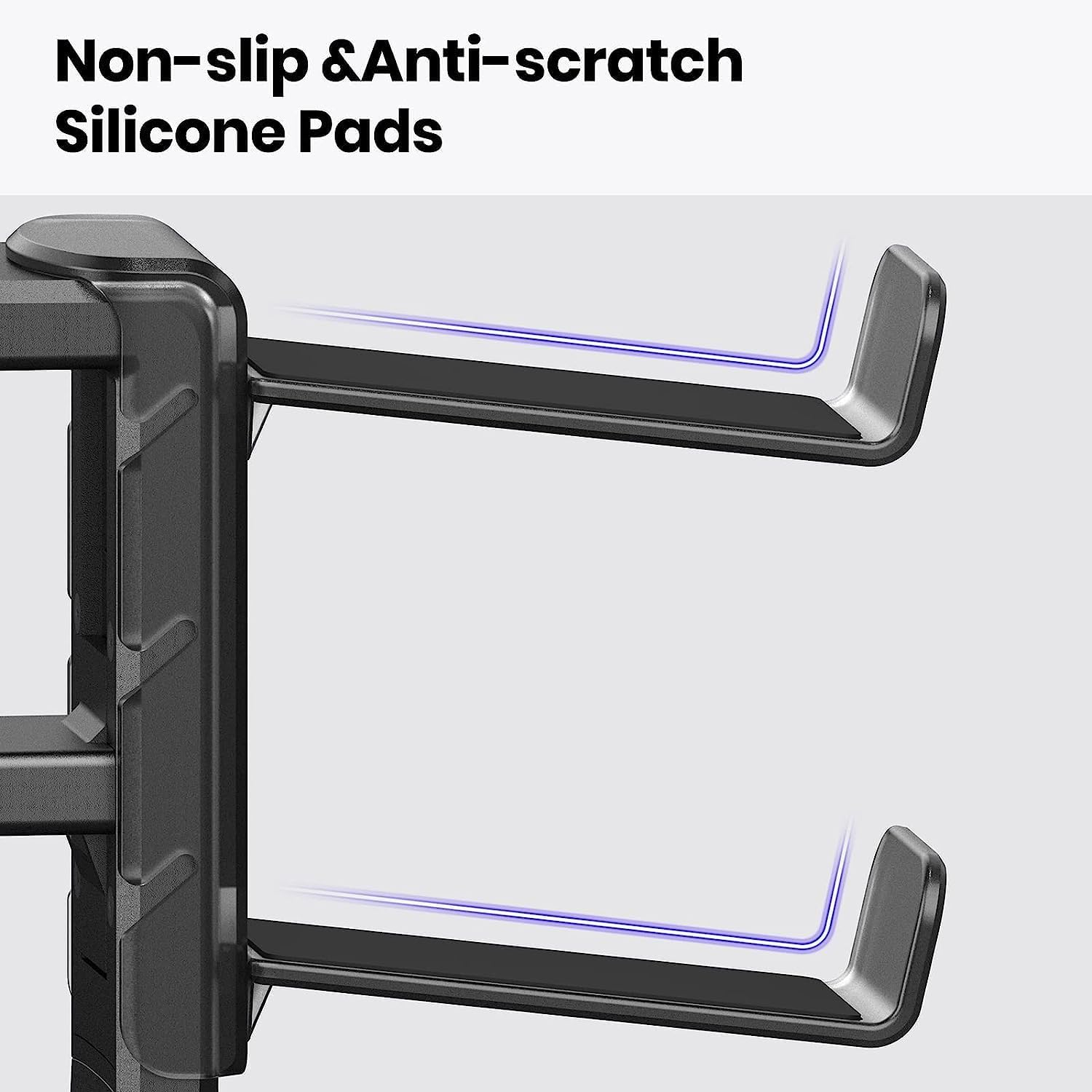 3 in 1 Headphone Stand with Adjustable Clip and 2 Controller Holders and Rotating Arm, Headphone Stand PC Game Controller Holder, Gaming Universal PC Gaming Accessories (Black) image number 4