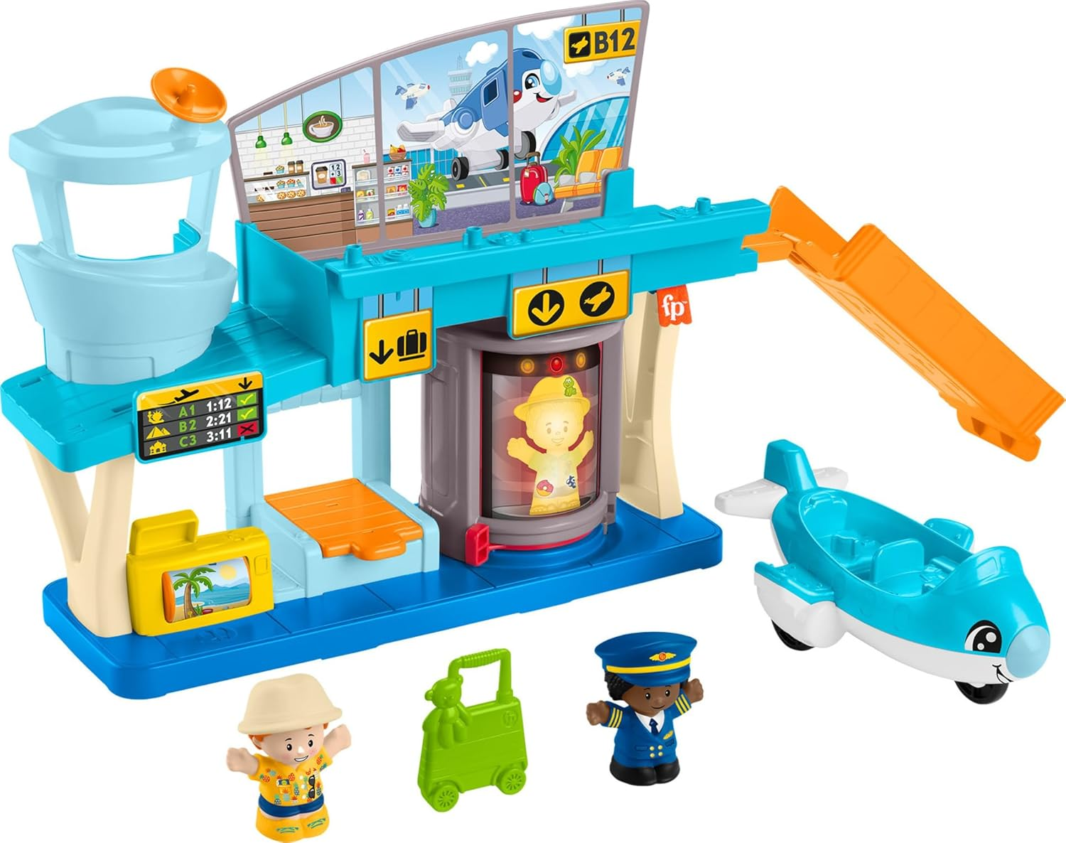 Fisher-Price Little People Toddler Toy Everyday Adventures Airport Playset with Airplane for Preschool Pretend Play Ages 1+ Years image number 3