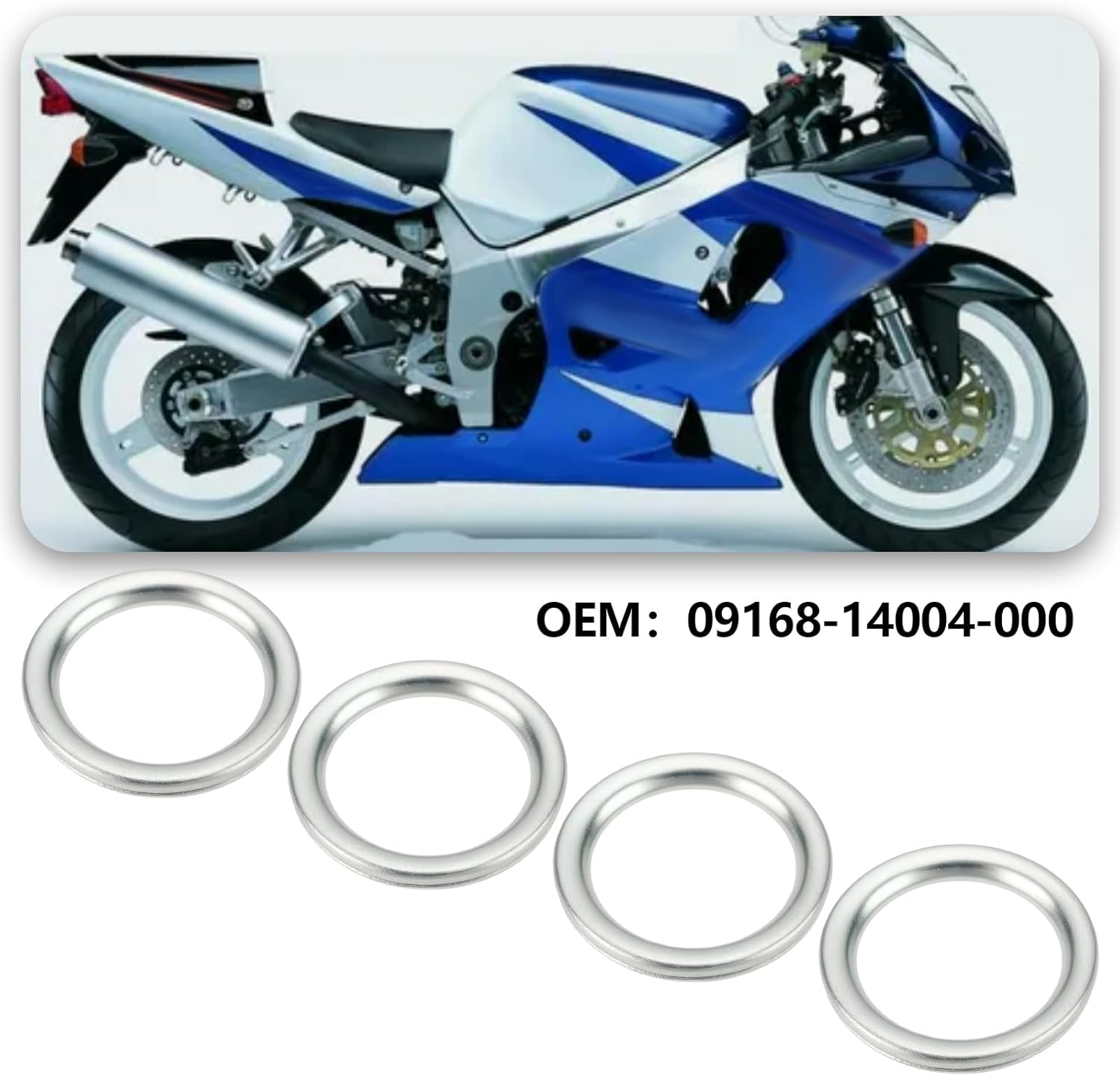 10Pcs Oil Drain Plug Gaskets 14X19X2Mm Oil Drain Plug Washers Replacement Part 09168-14004-000 Compatible with Suzuki Silver image number 2