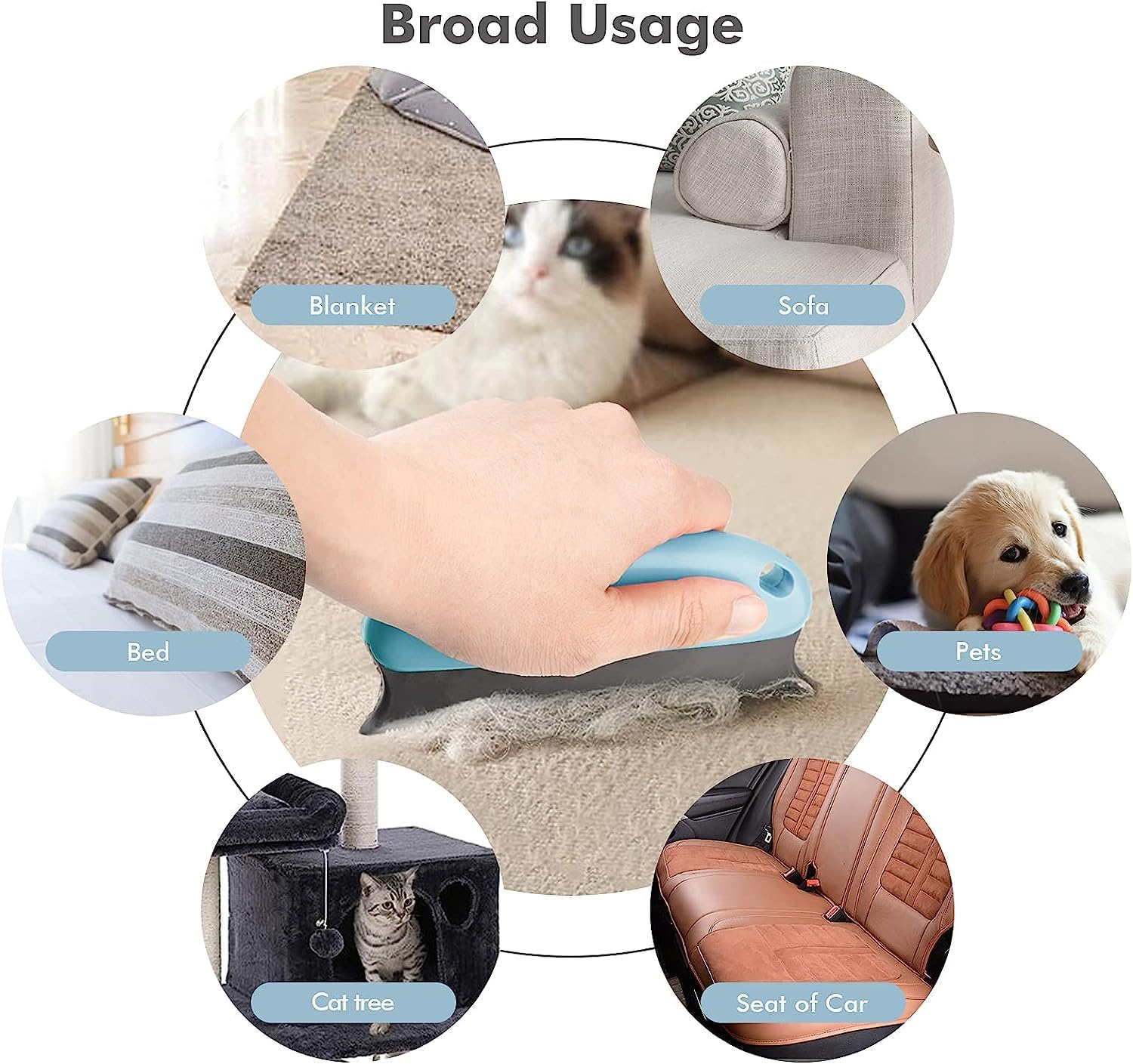 VT- Self-Cleaning Cat Brush for Long or Short Hair - Effective Grooming and Shedding Tool (Blue) image number 1