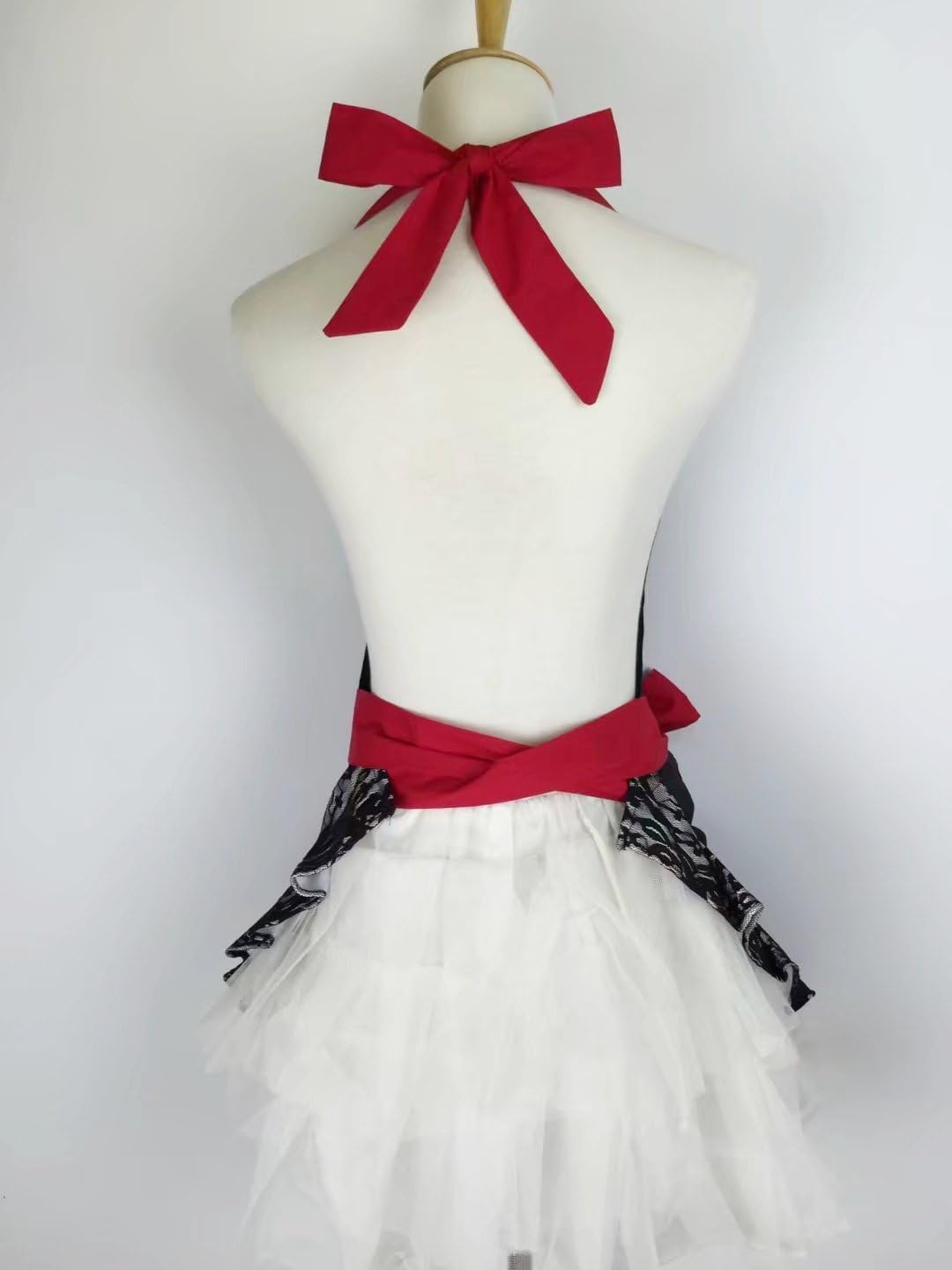 Hyzrz Cute Lace Flirty Apron with Pocket Fun Retro Sexy Cooking Aprons for Women Girls - Black image number 3