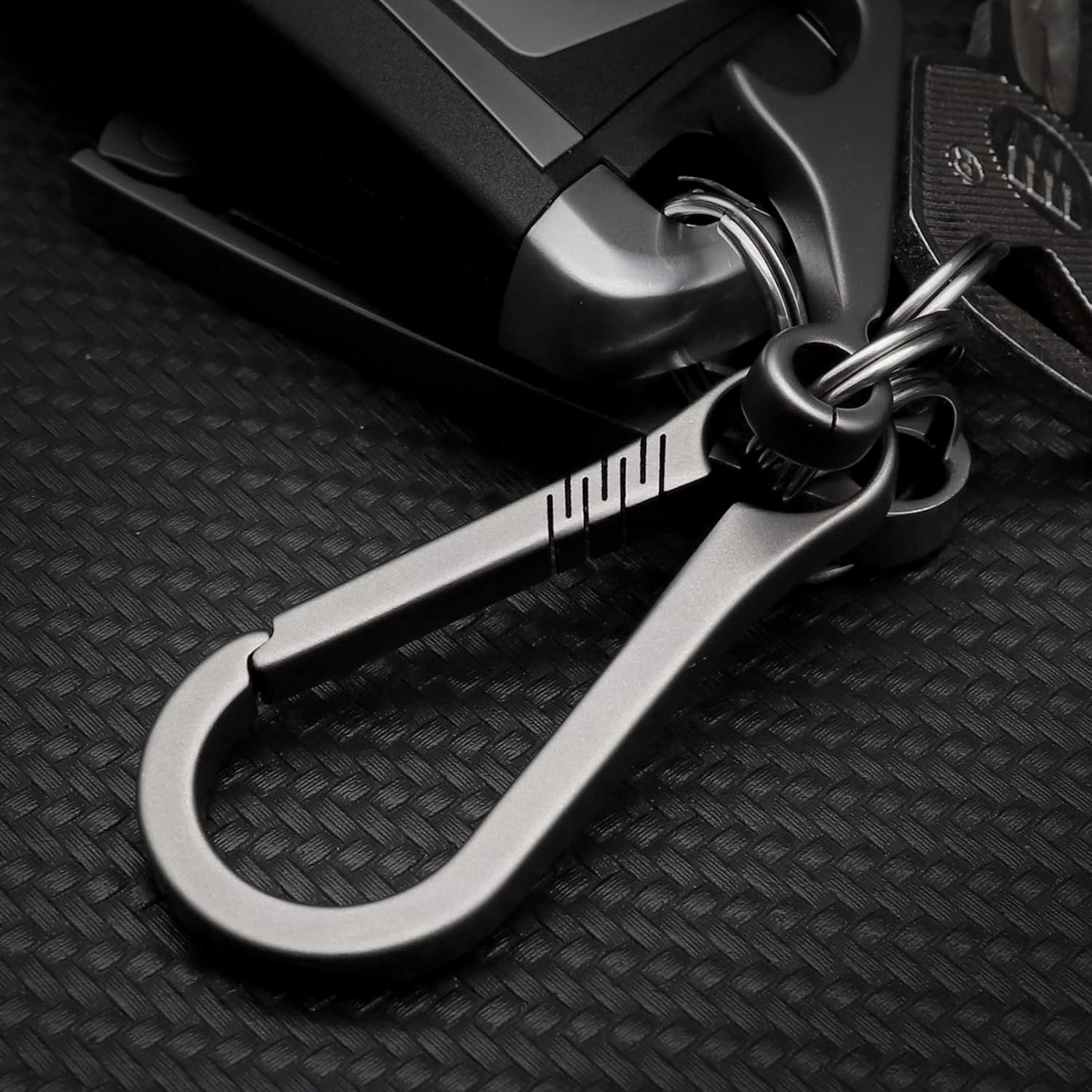Titanium Carabiner Keychain Clip, Minimalist Keychain Key Clip EDC Quick Release Hooks - Tkc04-Black image number 6