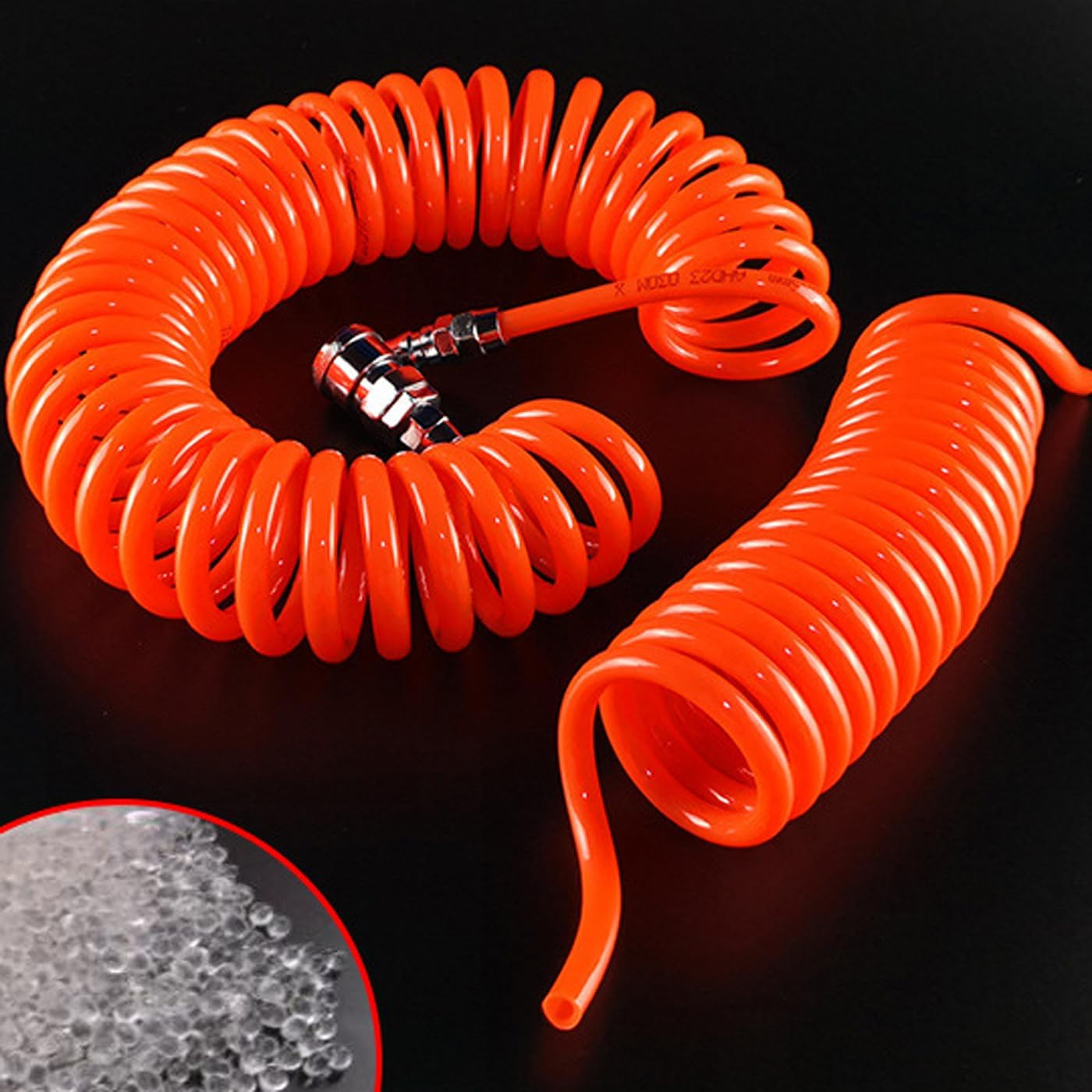 Recoil Air Compressor Hose, 6M Length, 5Mm Inner Diameter, Orange PU Coil image number 1