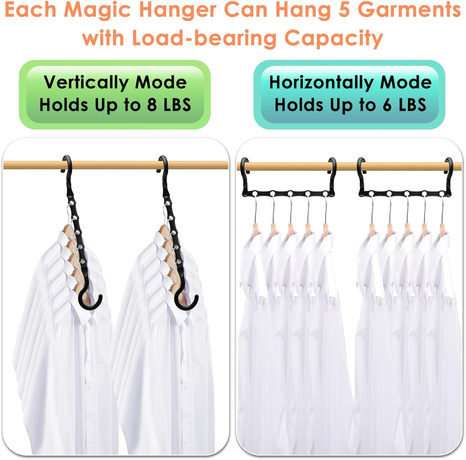 Closet Organizers and Storage, Sturdy Space Saving Hanger for Heavy Clothes, Upgraded Cascading Hangers, Magic Closet Organization Clothes Hangers, College Dorm Room Essentials for Girls, 8 Pack image number 3