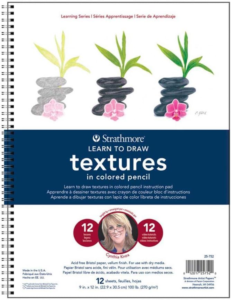 Strathmore (25-752 300 Learning Series Colored Pencil Textures Pad, White, 9X12 In image number 3