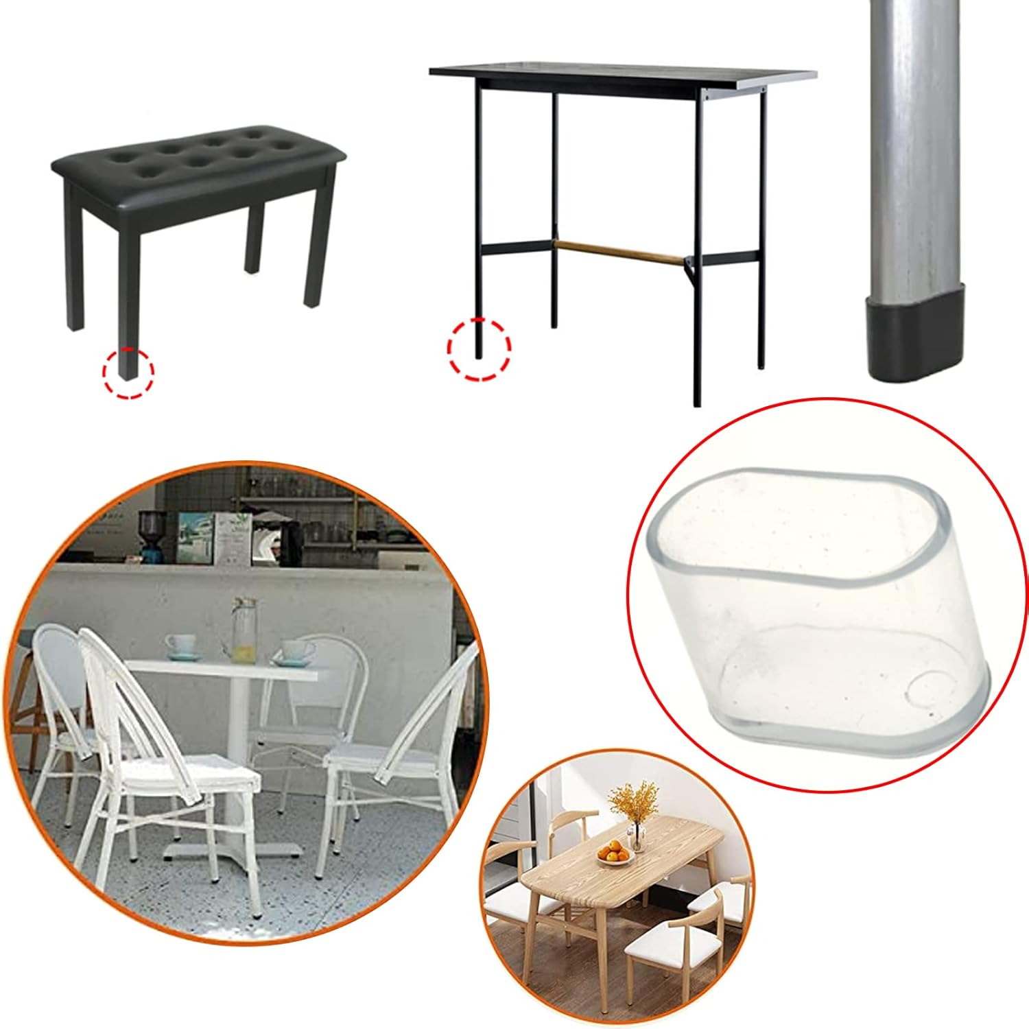 12Pcs Oval Outdoor Chair Leg Caps, Plastic Chair Legs Cover Floor Protectors, 16X34 Mm Chairs Tables Leg Furniture Feet Covers for Hardwood Floors and Outdoor Patio Set image number 1