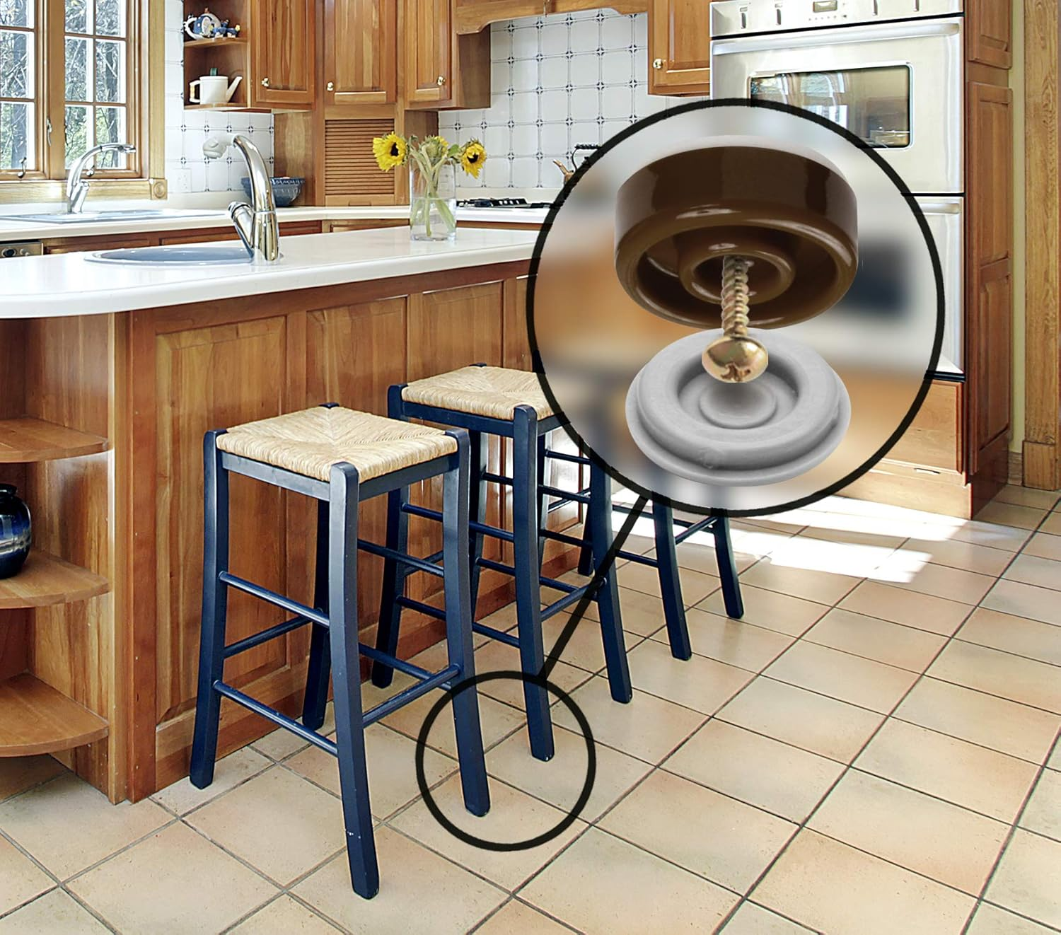 Slipstick CB255 1 Inch Floor Protector Chair Glides/Furniture Slider Feet (Set of 8) Self Stick or Screw on - Chocolate Brown image number 2