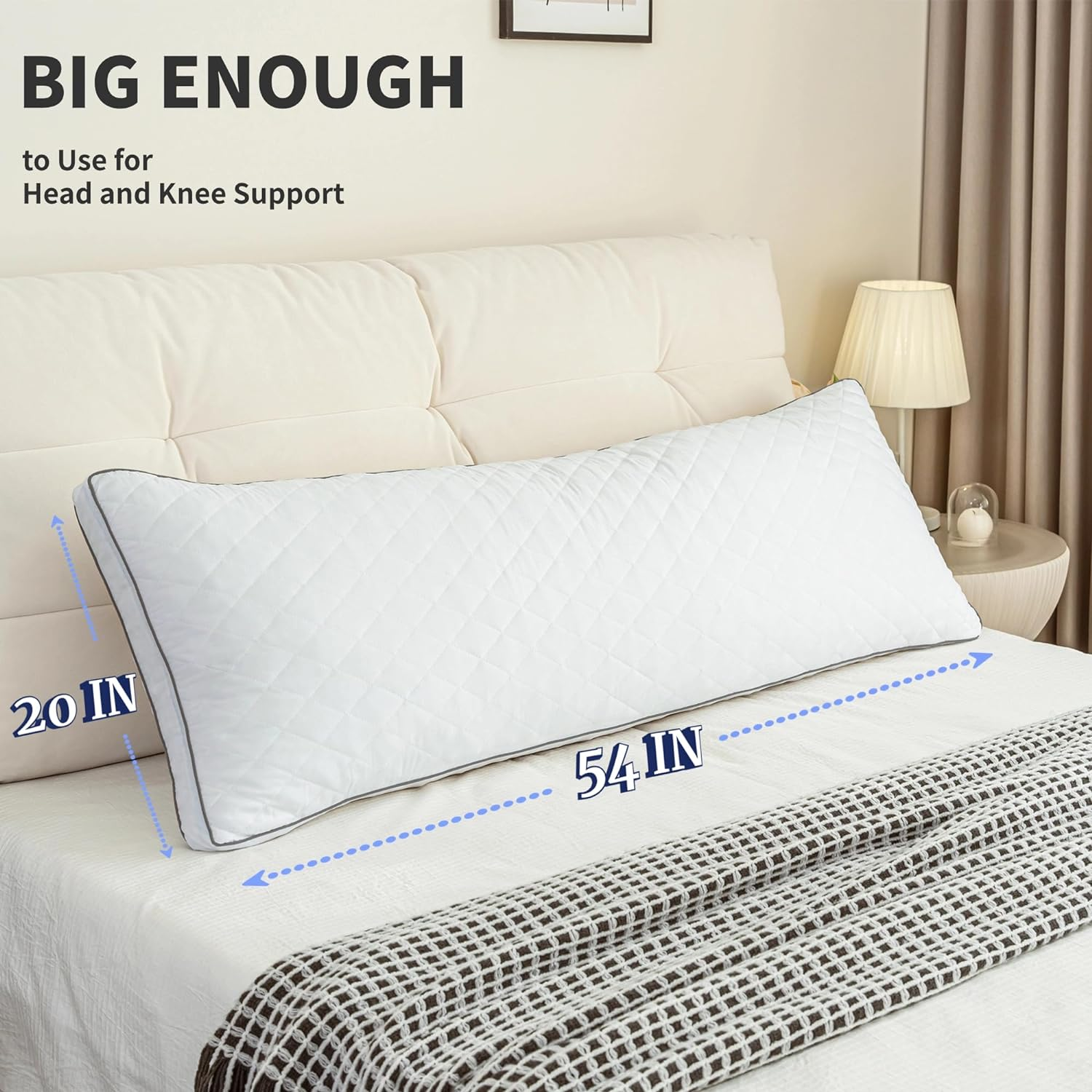 Ubauba Memory Foam Body Pillow, Full Large Body Pillows for Adults, Firm & Fluffy Long Bed Pillows for Sleeping (20X54 Inch, White) image number 6