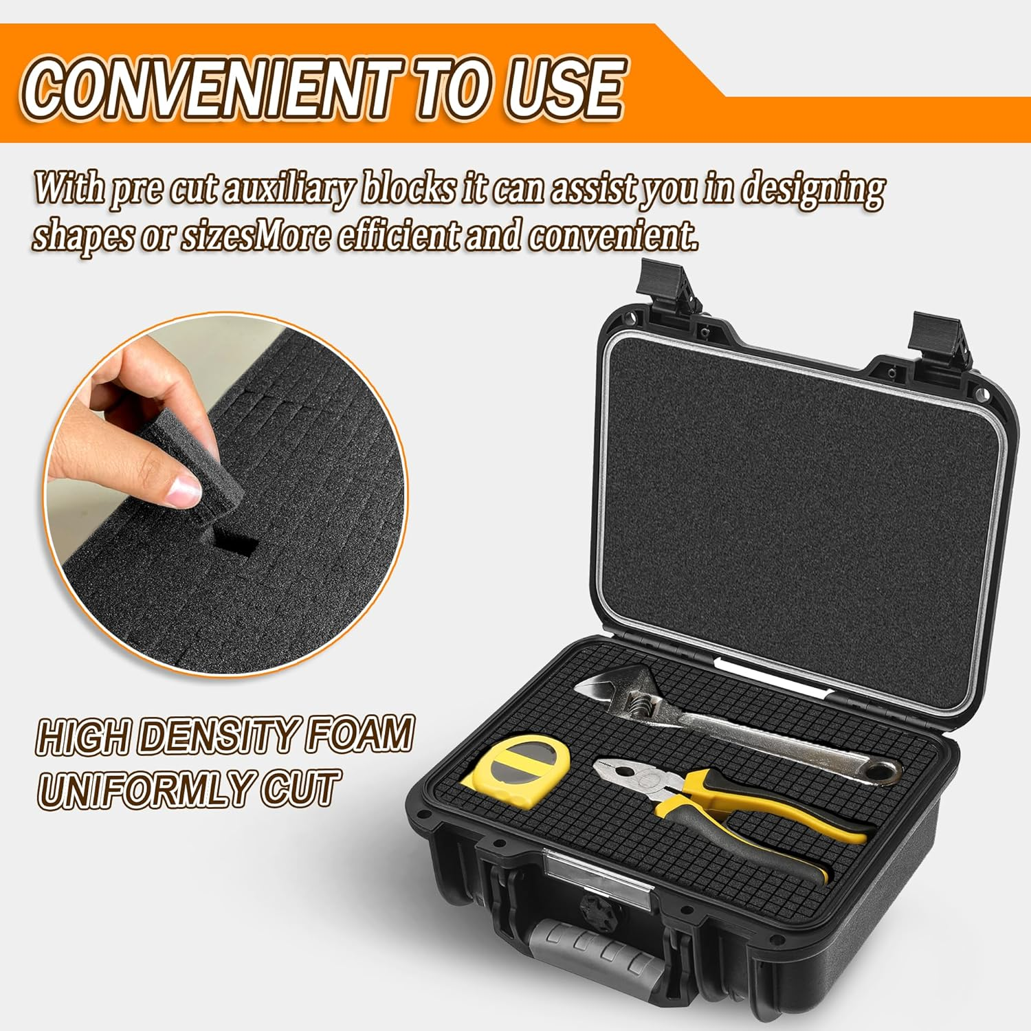 Pick Apart Foam Insert - 3 PCS and Pads - 3 PCS Pluck Pre Cubed Insert Pre Separated Cube Sheet with Bottom for Interlocking Cases Tool Box Board Storage Drawer Pad - 12In*12In image number 1