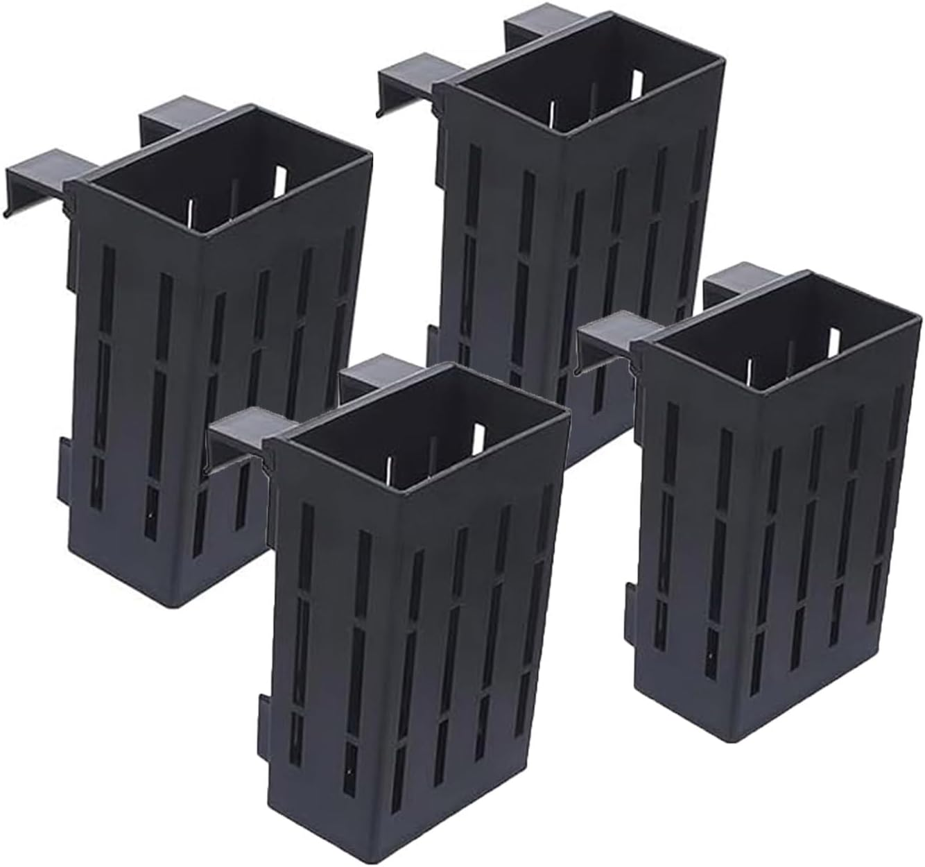 4Pack Aquarium Live Plant Holder, Hanging Planter Cups, Aquarium Plants Holders with Hooks and Suction Cups for Fish Tank Aquaponic Plant Cultivation and Aquascape Decorations (Black)