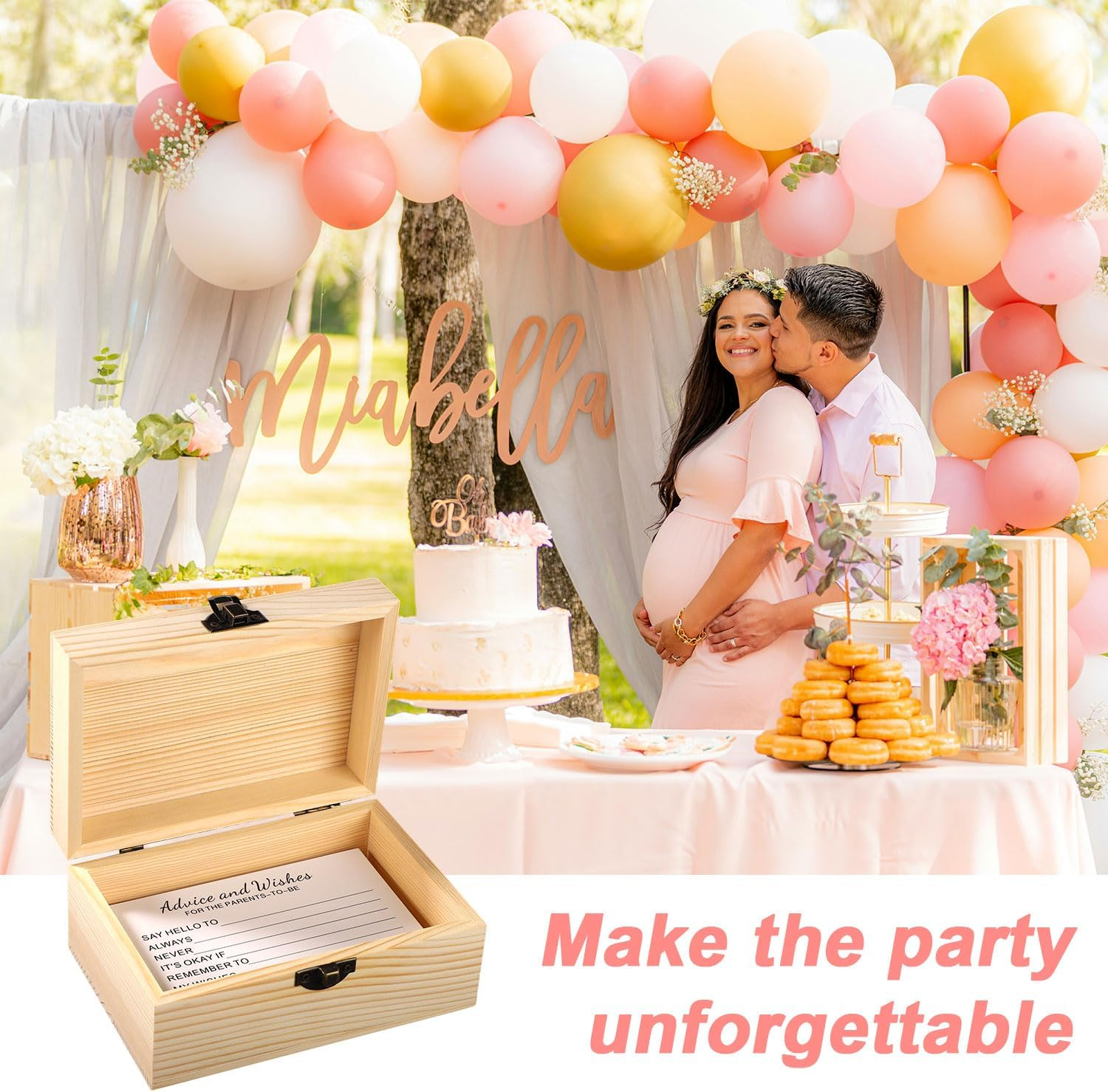 50Pcs Baby Shower Advice Cards with Wishes Box, Baby Prediction Cards Baby Shower Advice Cards Parents to Be, Box for Baby Shower Games Activities Decorations Guessing Game