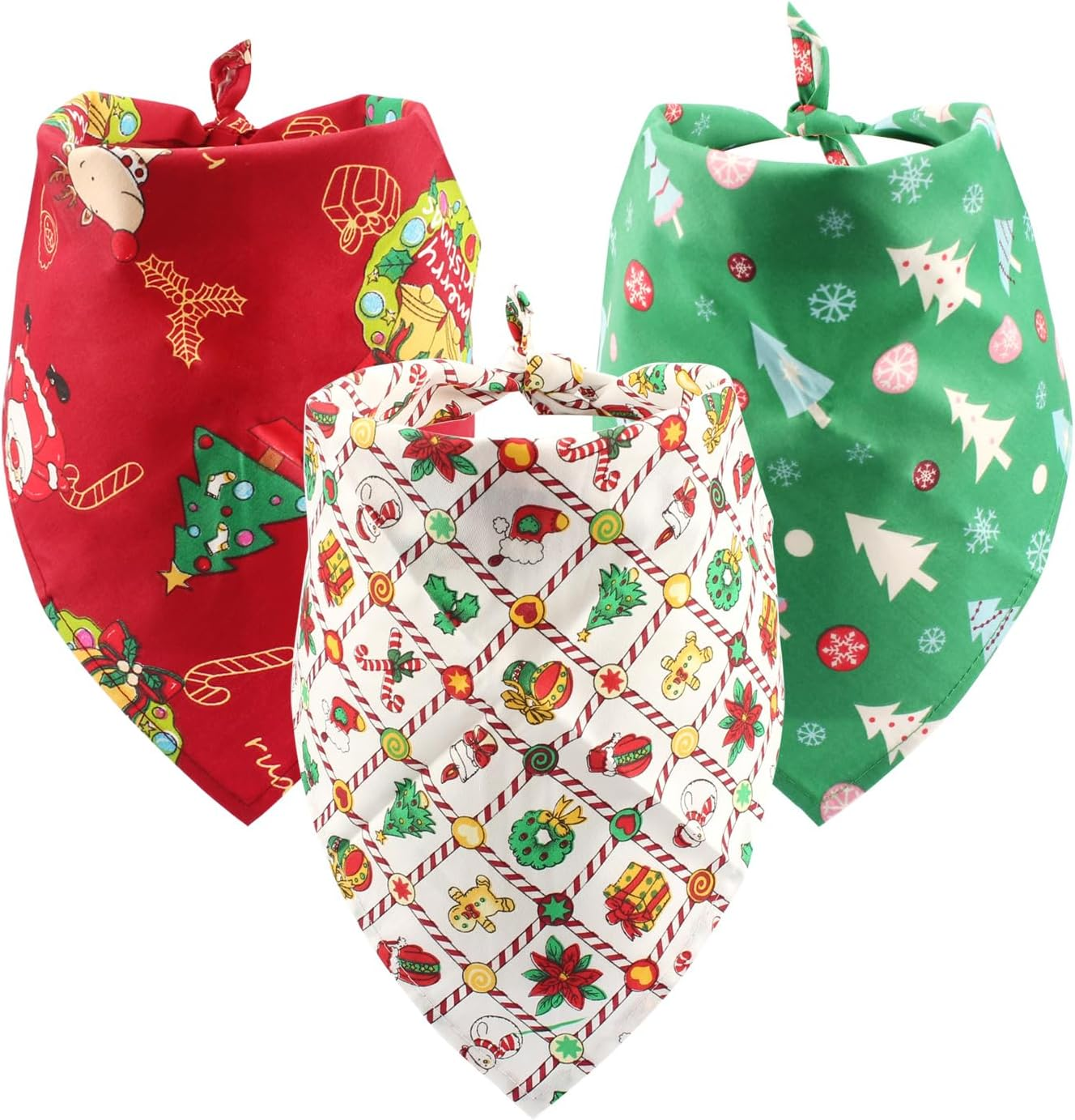 3 Pack Proxima Direct Christmas Triangle Dog Bandana,Washable and Adjustable Kerchief Set for Dogs Cats Pets, Christmas Painting Bibs Scarf