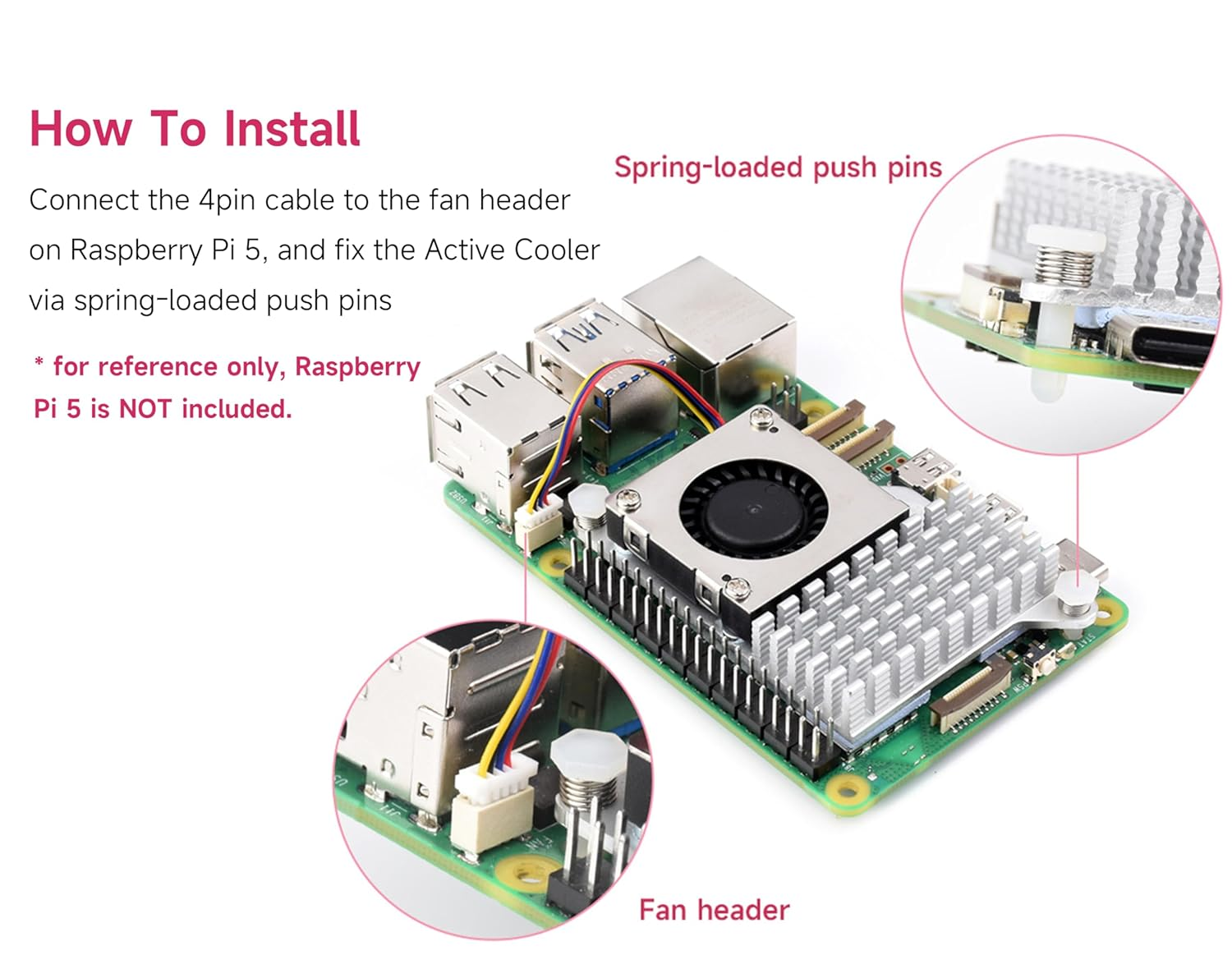 Official Active Cooler for Raspberry Pi 5, Combines an Aluminium Heatsink with a Temperature-Controlled Blower Fan to Accelerate Heat Dissipation image number 6