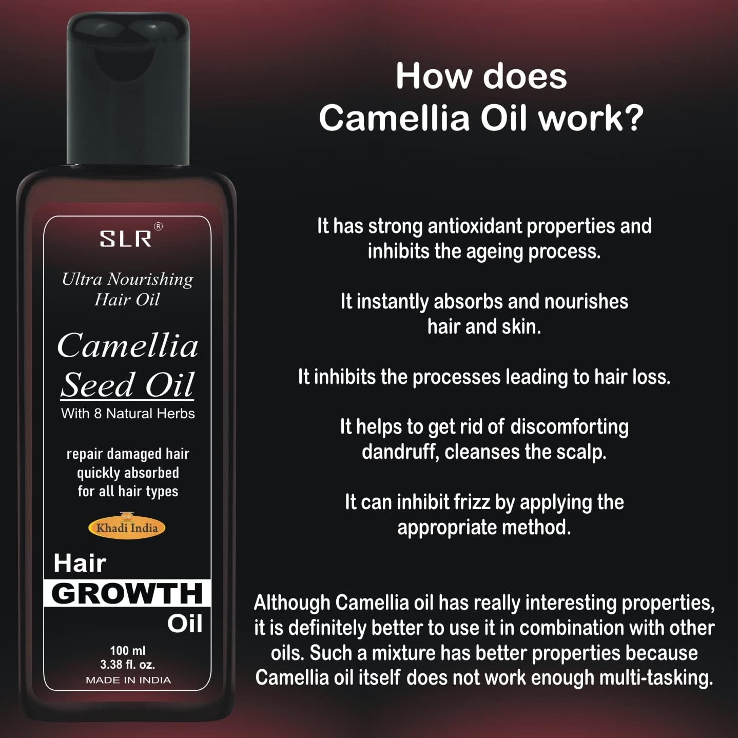 SLR Khadi Camellia Ultra Nourishing Hair Growth Oil - Blend with Natural Herbs 100 Ml image number 2