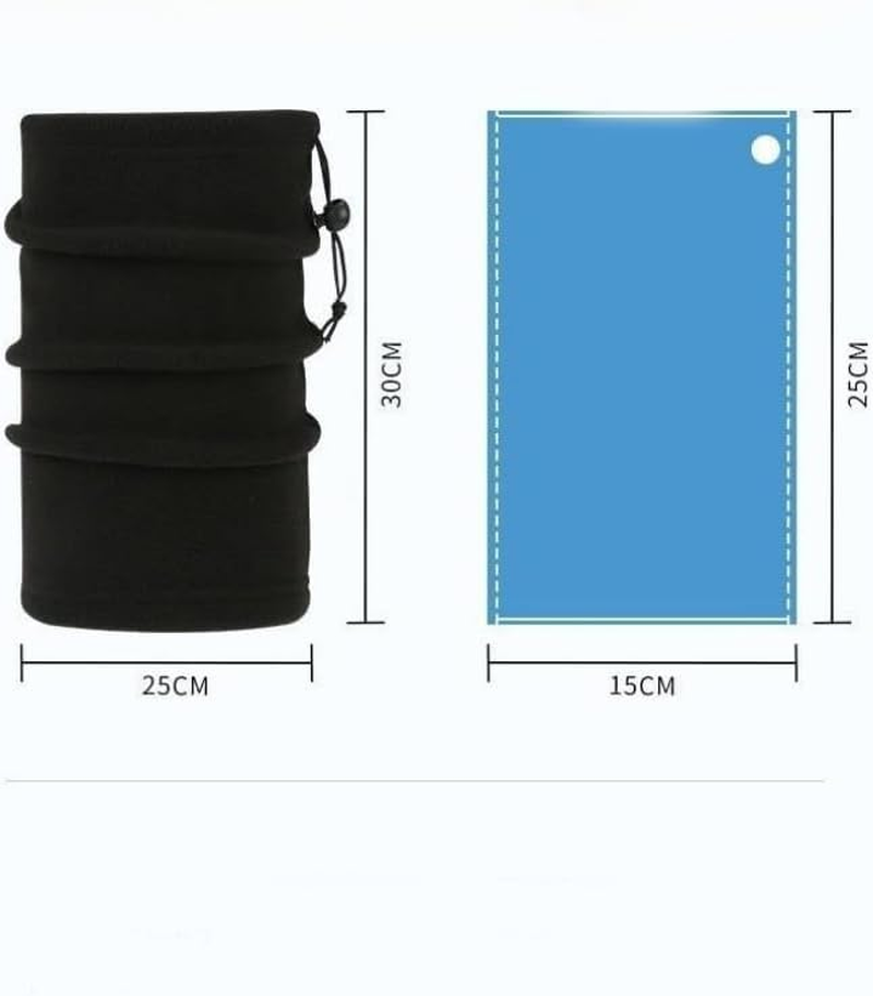 Winter Warm Neck Gaiter Fleece Neck Warmer Windproof Sports Headwear Skiing Neck Protector Plush Hat Cycling Face Mask - Black image number 3