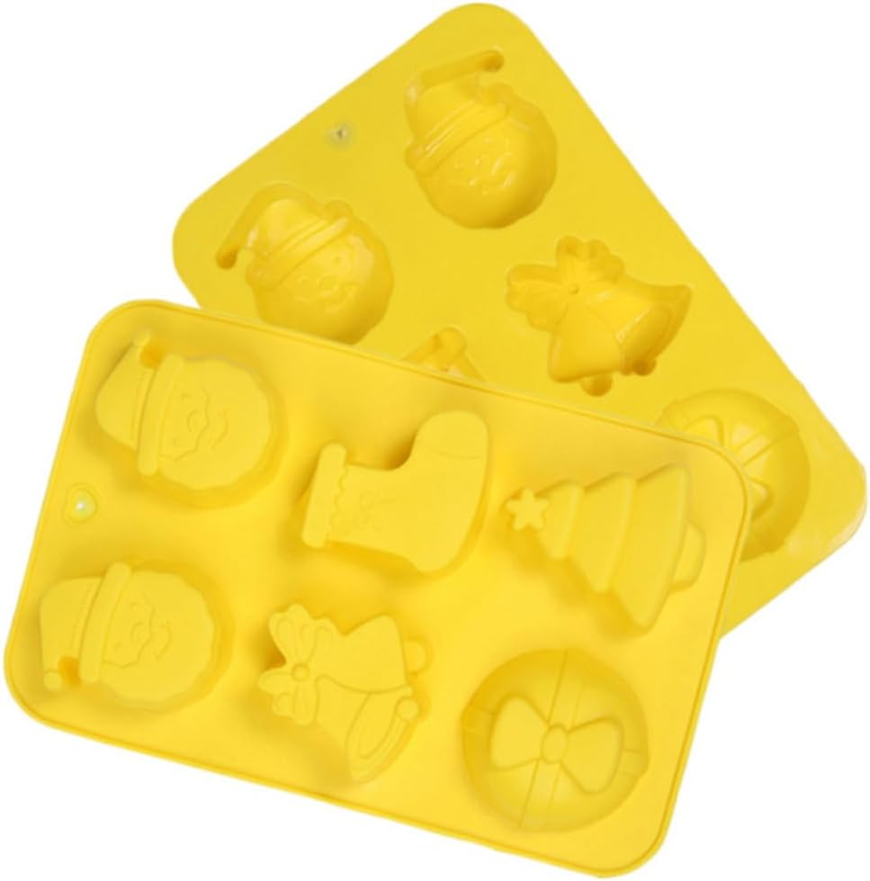 Amosfun 2Pcs Cavity Christmas Theme Silicone Mold DIY Fondant Suger Cookie Mould Cake Decoration Kitchen Baking Tool for Christmas Crafts and Cookies Random Color image number 1