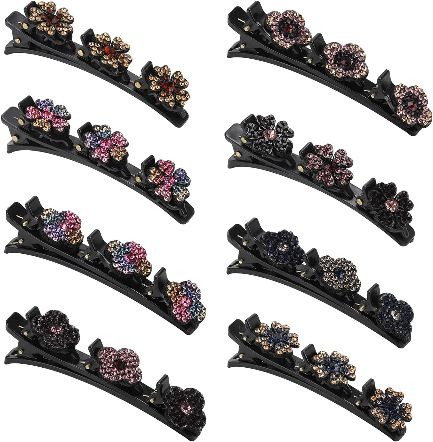 8 Pcs Rhinestone Duck Billed Clips Crystal Hair Clips Flowers Hair Pin Sparkling Hair Barrettes Styling Decorative Accessories for Women and Girls image number 4