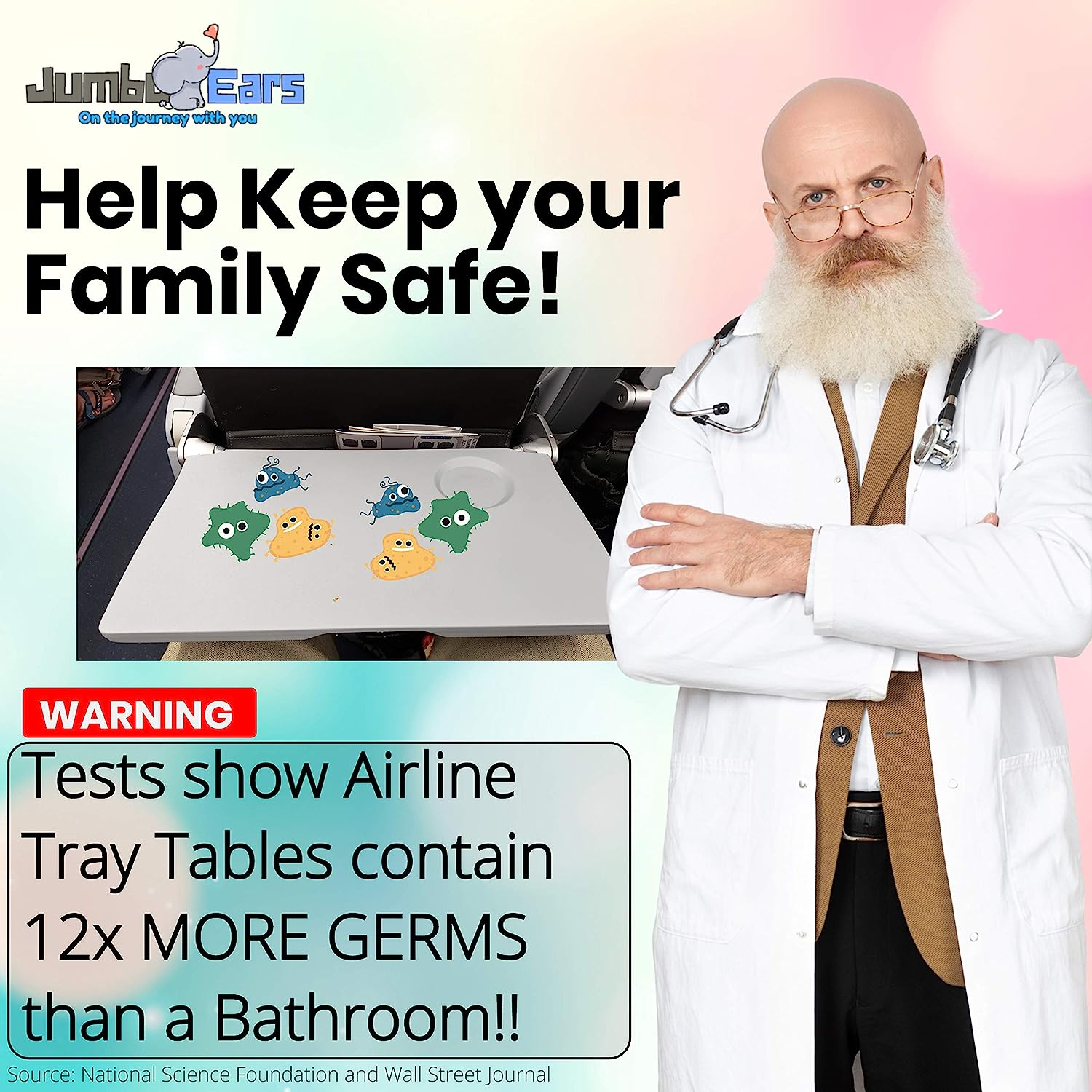 Gray Foldable Origami Kids Travel Tray Placemat Cover, Easy to Setup with Bonus Portable Multipurpose Side Pockets Organizer for Tablets and Phones Activities or Snacks for Toddler