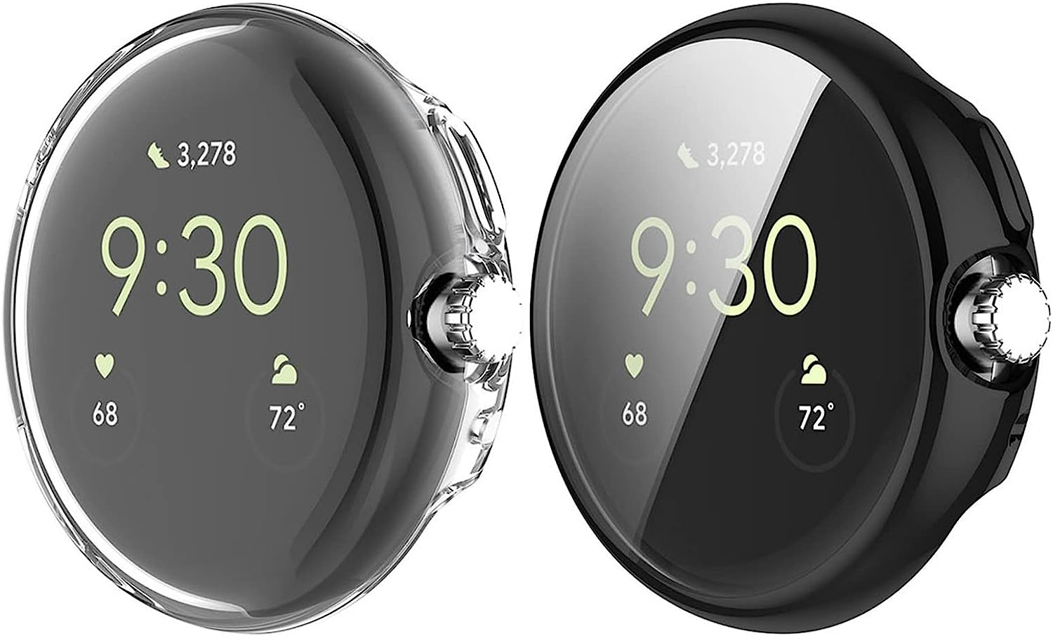 [2 Pack] Screen Protector Case for Google Pixel Watch 2 (2023)/Pixel Watch (2022), TPU Plated Full around Protective Cover for Smartwatch (Black+Clear) image number 6