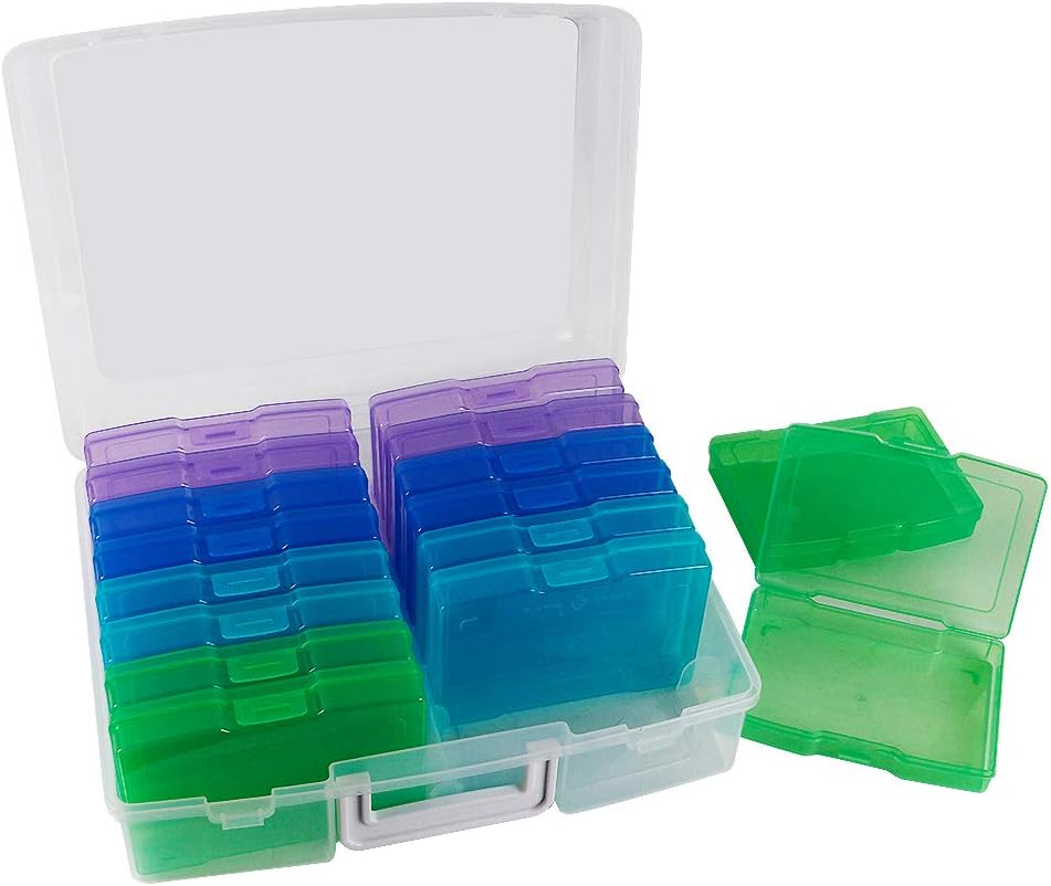 Novelinks Transparent 4" X 6" Photo Storage Boxes - 16 Inner Photo Organizer Cases Photo Keeper Picture Storage Containers Box for Photos (Cool-Colored) - Color - 2Pack image number 7
