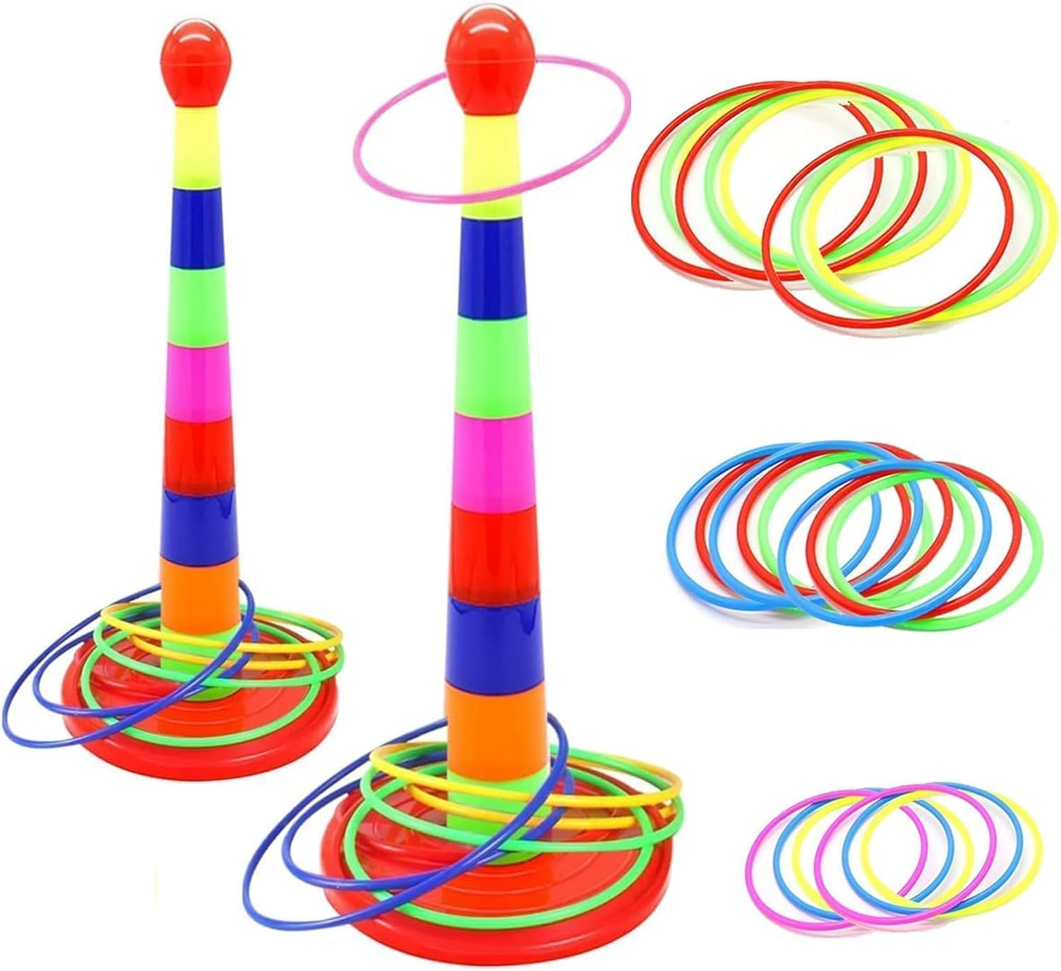 2 Color Columns + 48 Circles, Colorful Happy Circle Game,Children'S Play Park, Christmas Party Birthday Party Gift. Suitable for Indoor Holiday Games Family Christmas Party Games image number 2