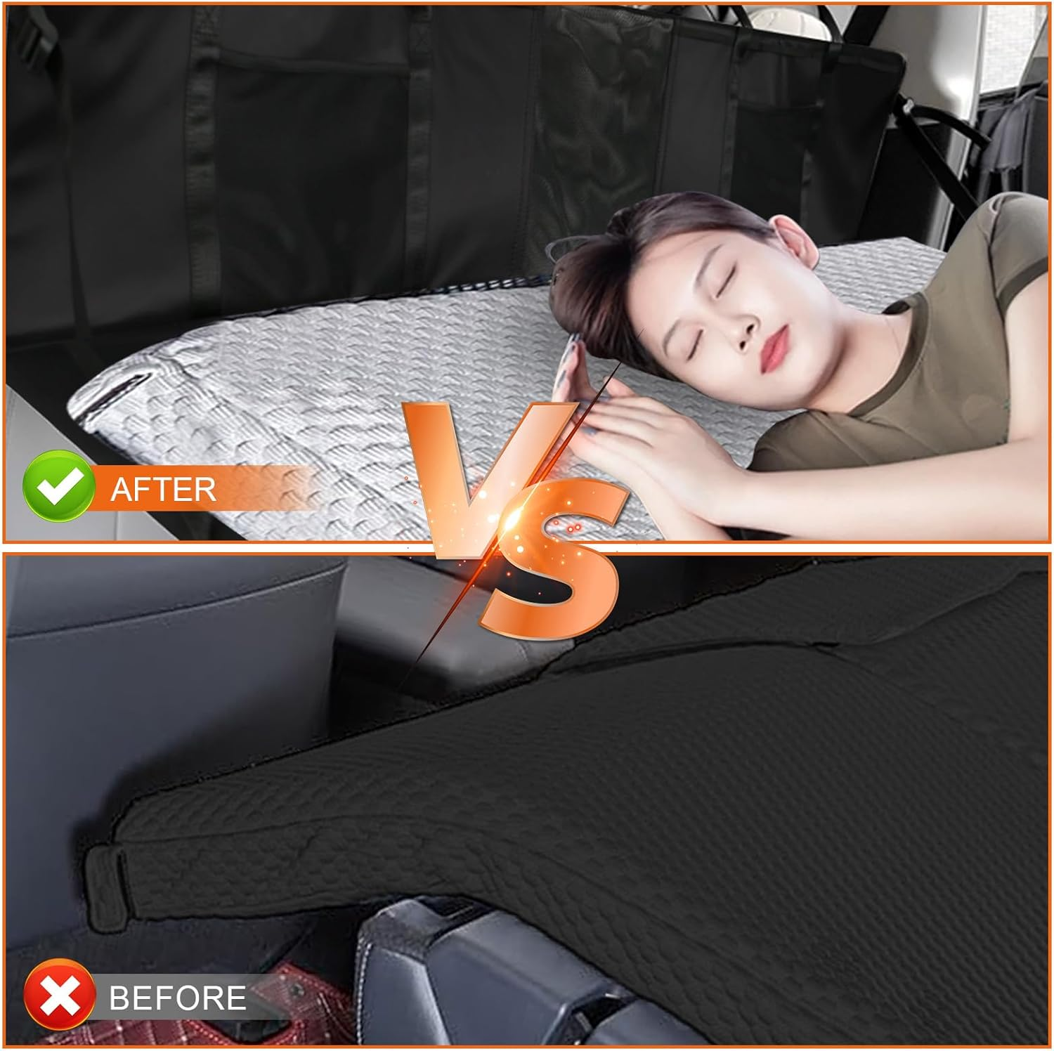 Back Seat Extender Compatible with Tesla Model Y/3 & Most SUV, Camping Rear Seat Mattress Bottom Extension, Travel Back Bed Platform Extension Plate, Sleeping Head Protection image number 5