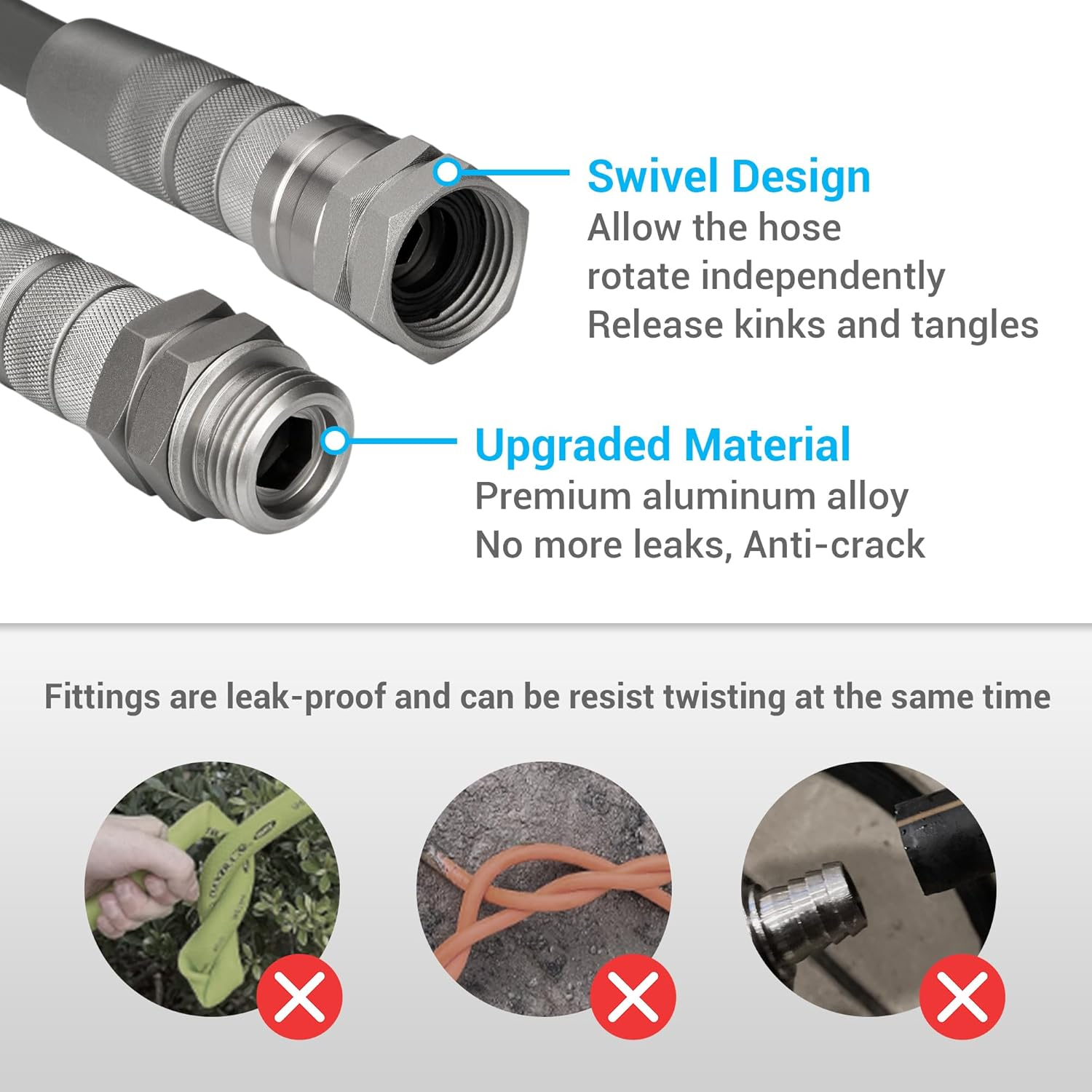 Thefitlife Garden Hose 50Ft - Flexible Water Hose with Nozzle and Metal Fittings, High Pressure X 1/2" Outdoor Hose for Reel Cart, Sprinkler, Easy Storage, Leak Proof image number 1