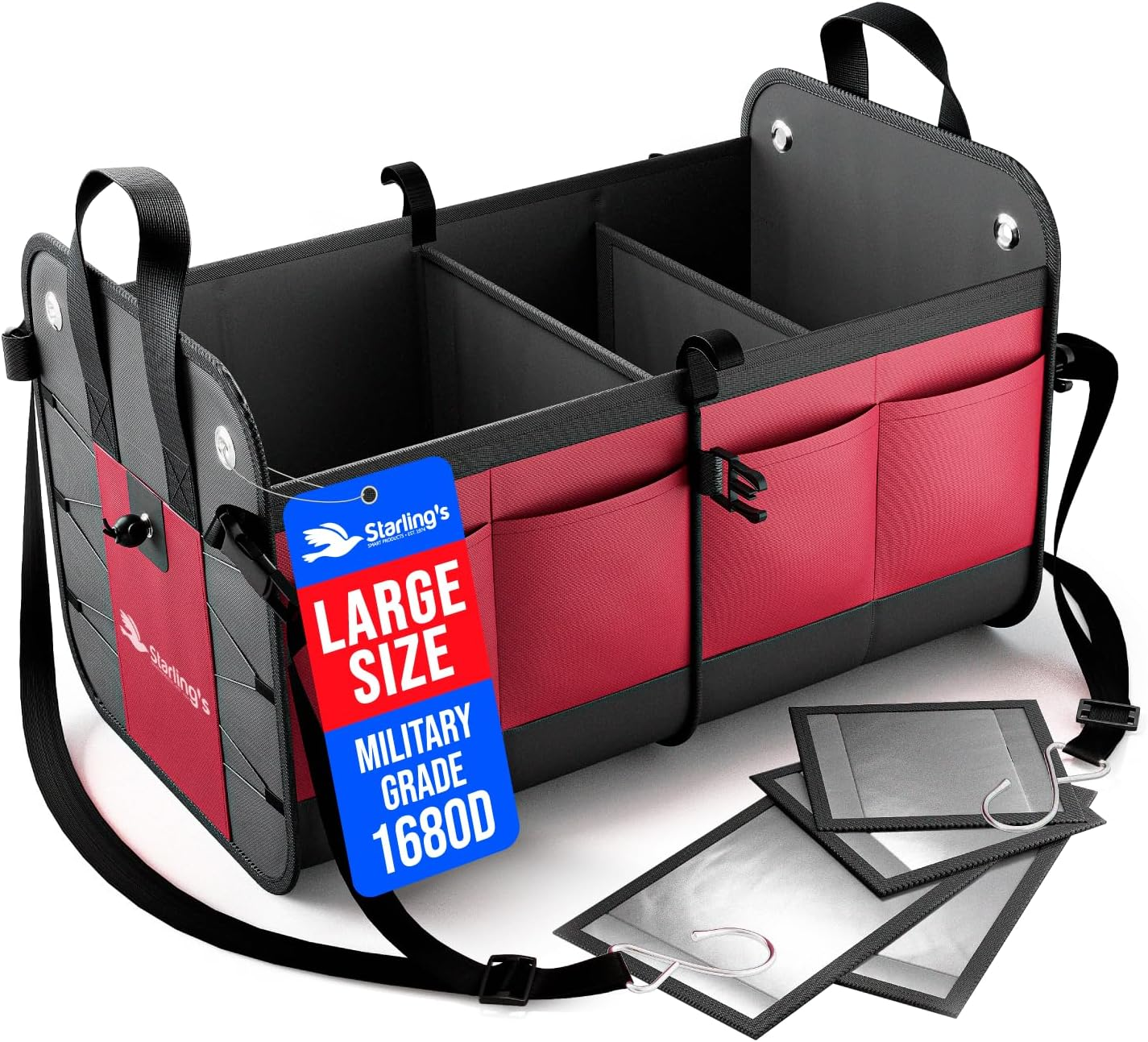 Starling'S Car Trunk Organizer - Car Boot Storage Bag, Durable Storage SUV Cargo Organiser Adjustable, Tidy Organization (Black)