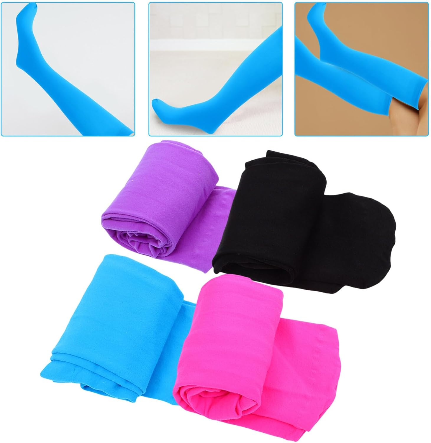 Sosoport 4Pairs Long Socks for Women Girls Knee High Stockings Stylish and Comfortable Thigh image number 2