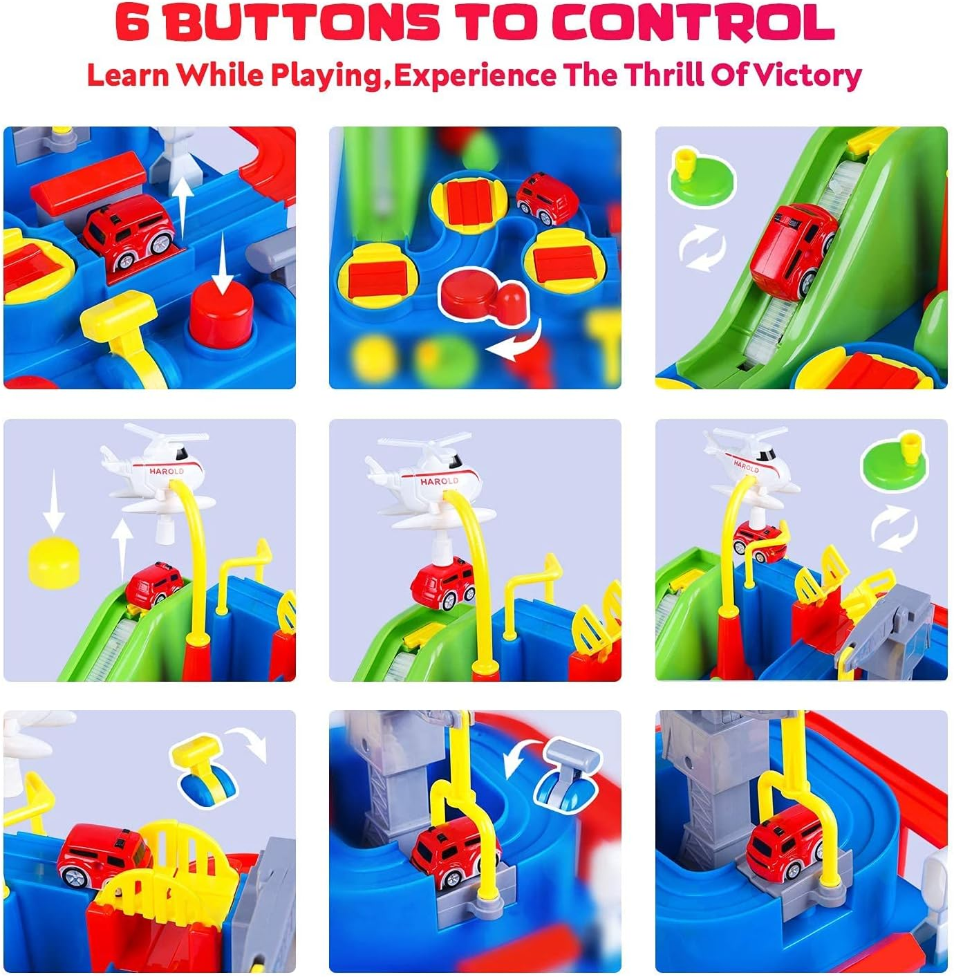 Yzeril Track Playset, City Rescue Preschool Educational Toy Car, Parent-Child Interactive Racing Car Kids Toys, Matching Five Cars, Suitable for Boys and Girls over 3 Years Old. (Bule) image number 6