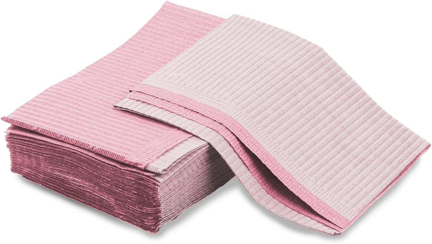 Lainrrew Disposable Dental Bibs, 50 Pcs Waterproof Patient Bibs Dentist Bibs Napkin Tattoo Bibs Sheets Cloths Tattoo Table Covers Clean Pad Tattoo Tray Covers Tattoo Supplies, 13 X 18 (Pink) image number 1