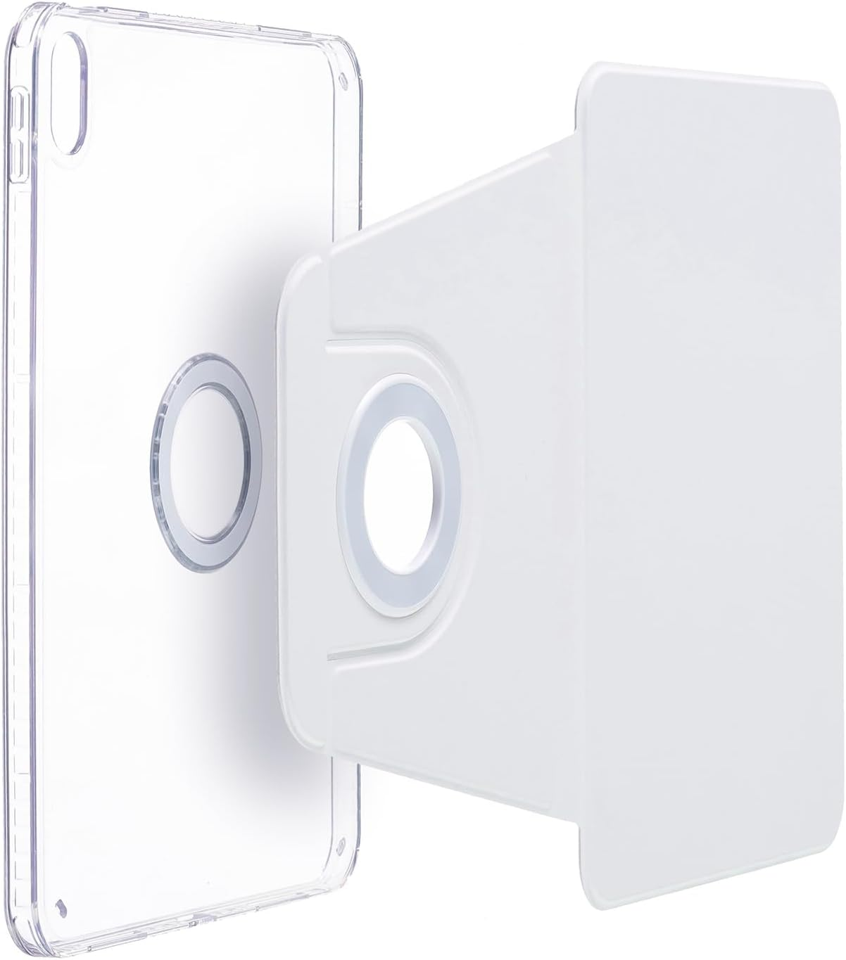 Ipad Air (13'') M3-2025 M2-2024 Case, Ipad Pro-6 5 4 3 (12.9'') Case, Dmaos Magnetic Detachable Smart Cover, 360&deg; Rotation Foldable Stand - White - Blue image number 7