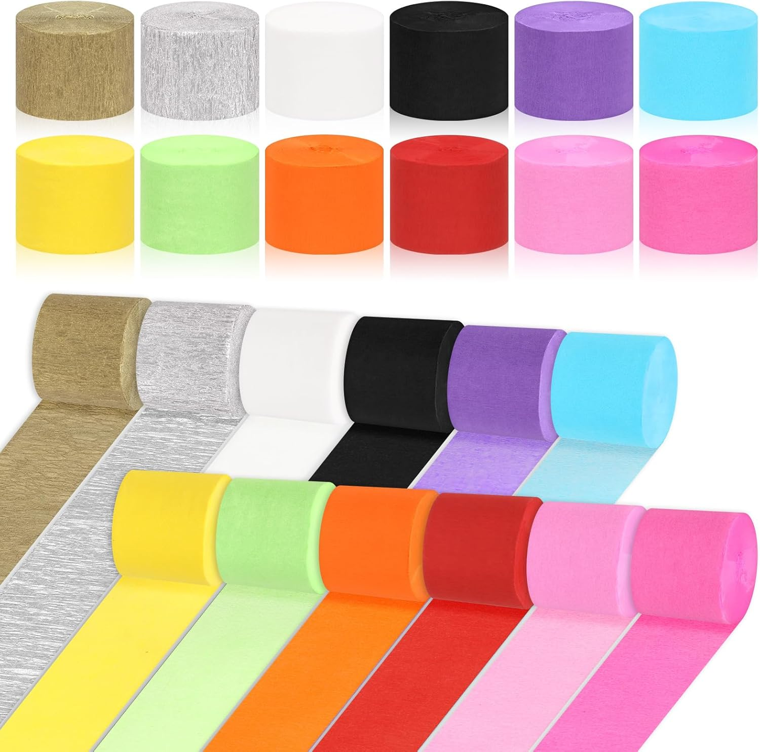 Swpeet 12 Rolls 12 Colors Crepe Paper Streamers 1.77 Inch Wide per Roll Assortment Kit, Party Decorations Streamer for Wedding Streamers Birthday Decorations Baby Shower Graduation DIY Supplies image number 2