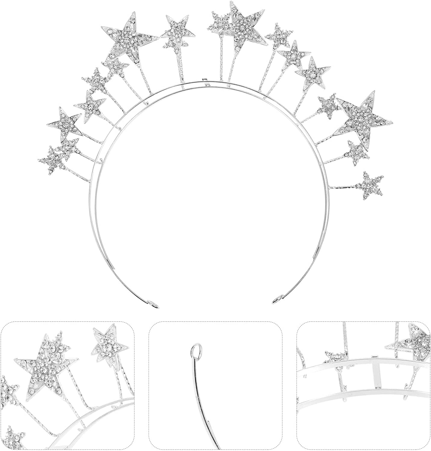 LALAFINA Star Headband Rhinestone Star Headpiece Shiny Bridesmaid Star Headwear Glitter Hair Accessories for Wedding Birthday Costume Party, Silver image number 4