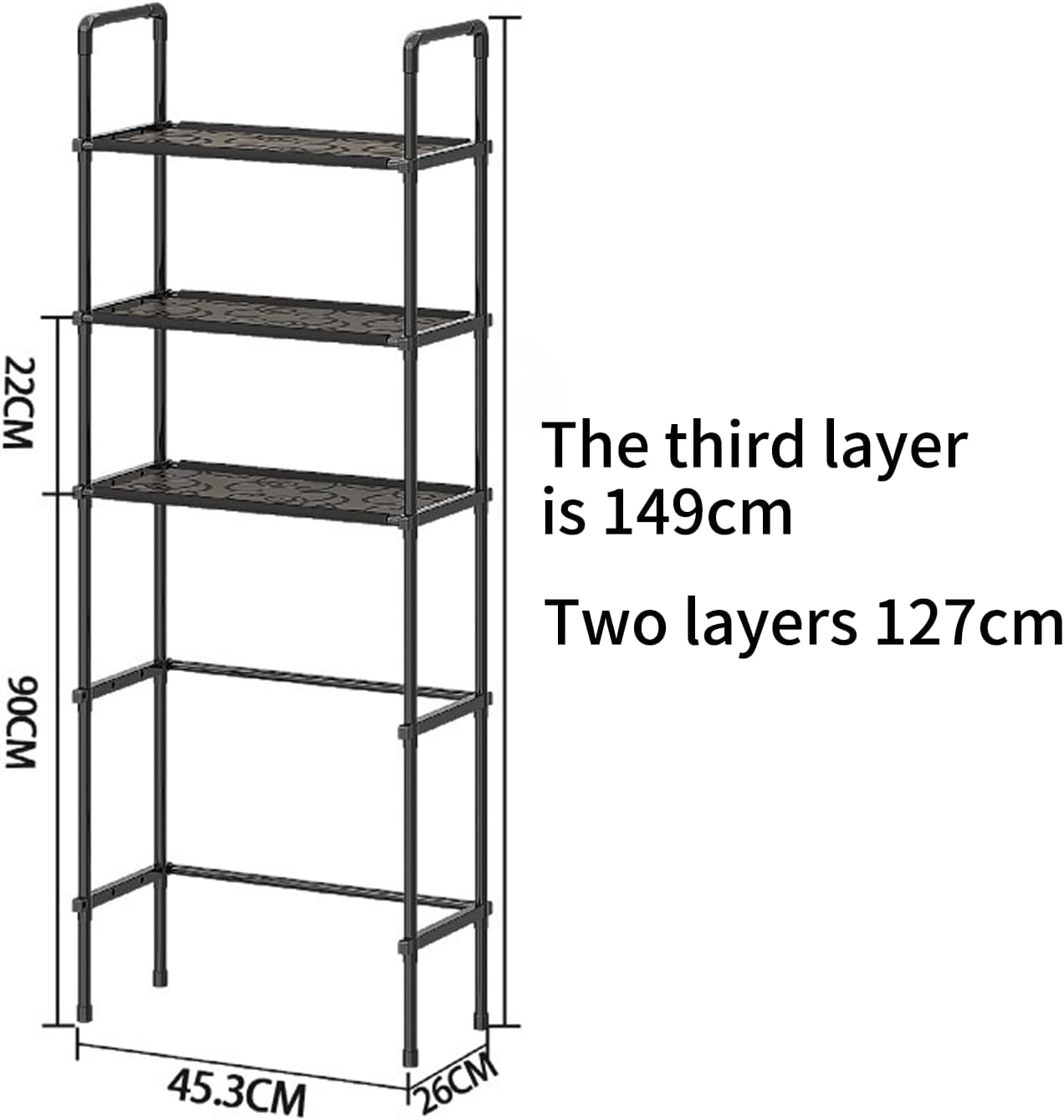 Over the Toilet Storage Rack,3 Tier Bathroom Shelf Organizer over Toilet Storage,Above Toilet Storage Rack,Space Saver,Easy to Assemble,Fit Most Toilets image number 2