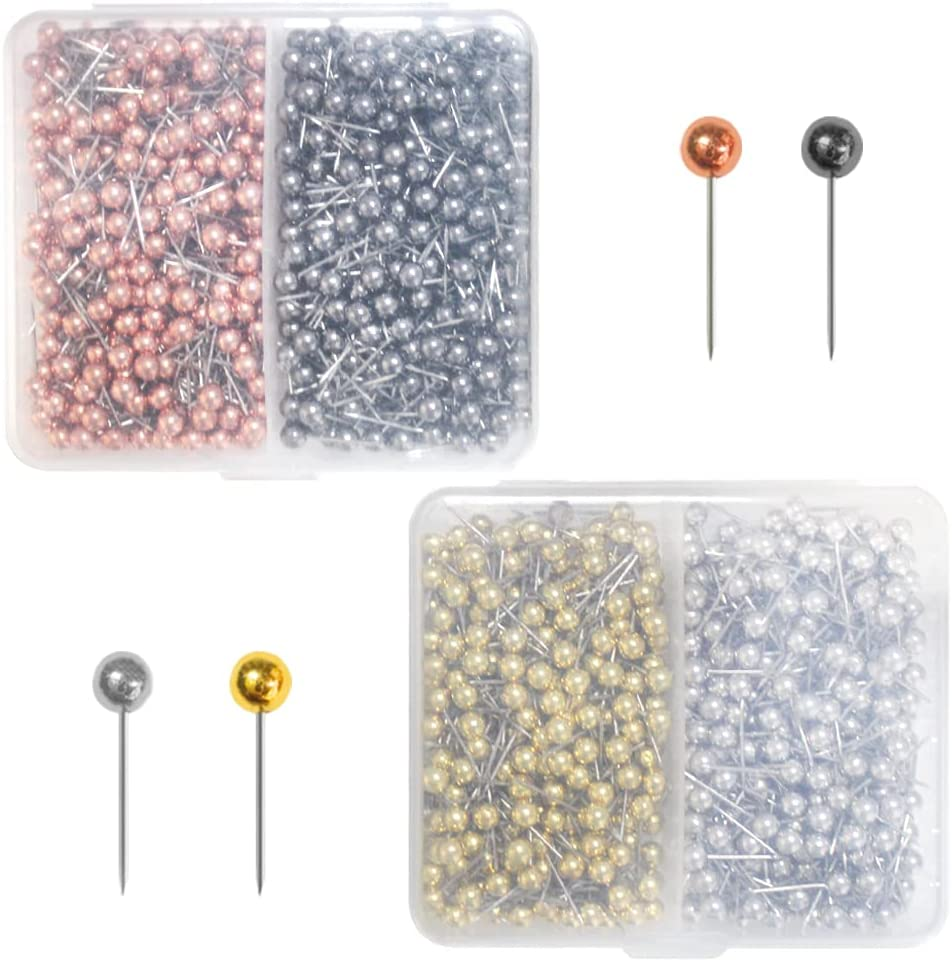 800 PCS Map Tacks 1/8-Inch Retro Metallic Color Beads, Dakuan Head Marking Push Pins for World Map, Cork Board, Fabric Marking, 4 Colors image number 4