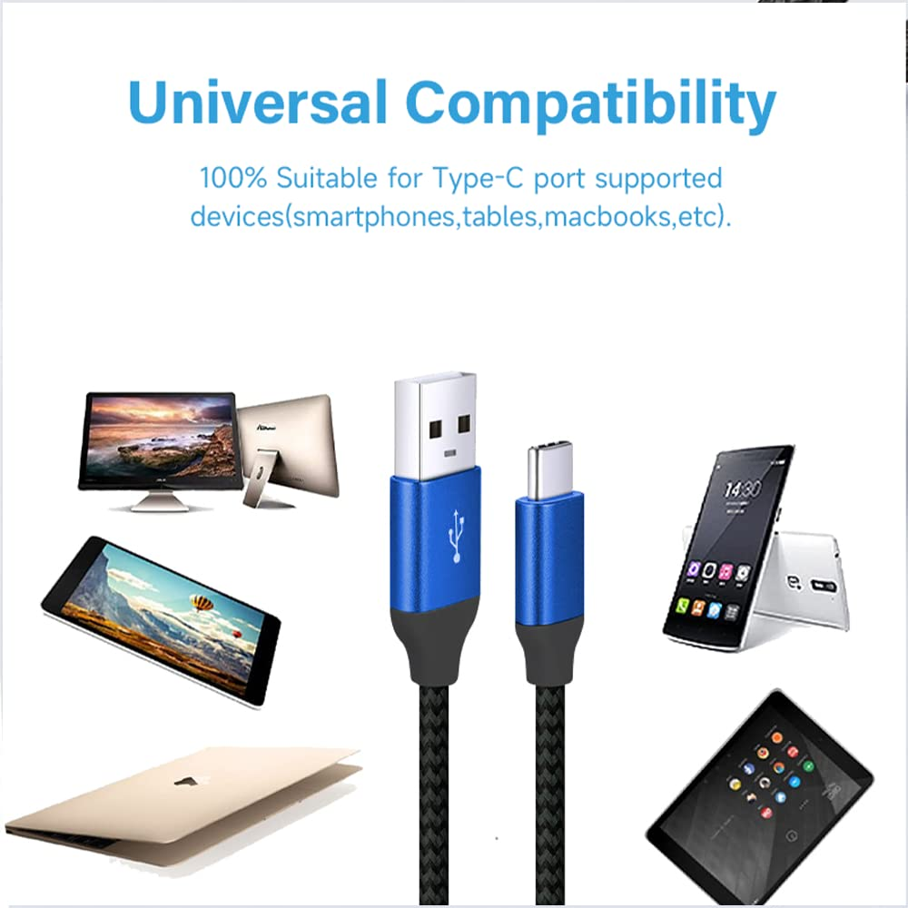 Nokia Pro Cable P8200A Braided USB C Cable, Type a to USB C Fast Charger [Thickened Copper Core] [Real 6A High Current] Fast Charge Cord for Samsung, Nokia Switch and All Type C Devices-Blue image number 6